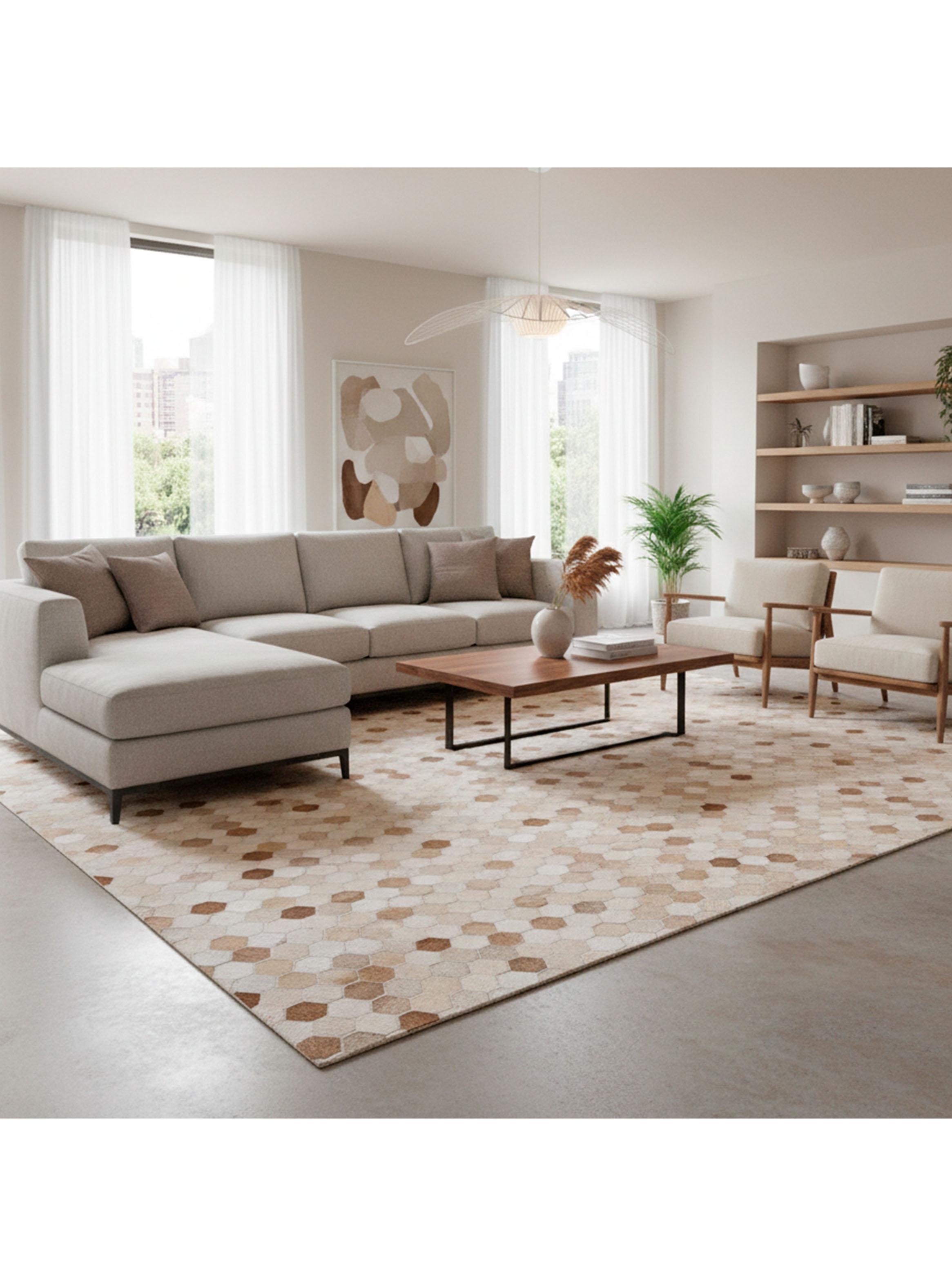 Alfombra Cuero Patch Design  190x290 cm Beige-2