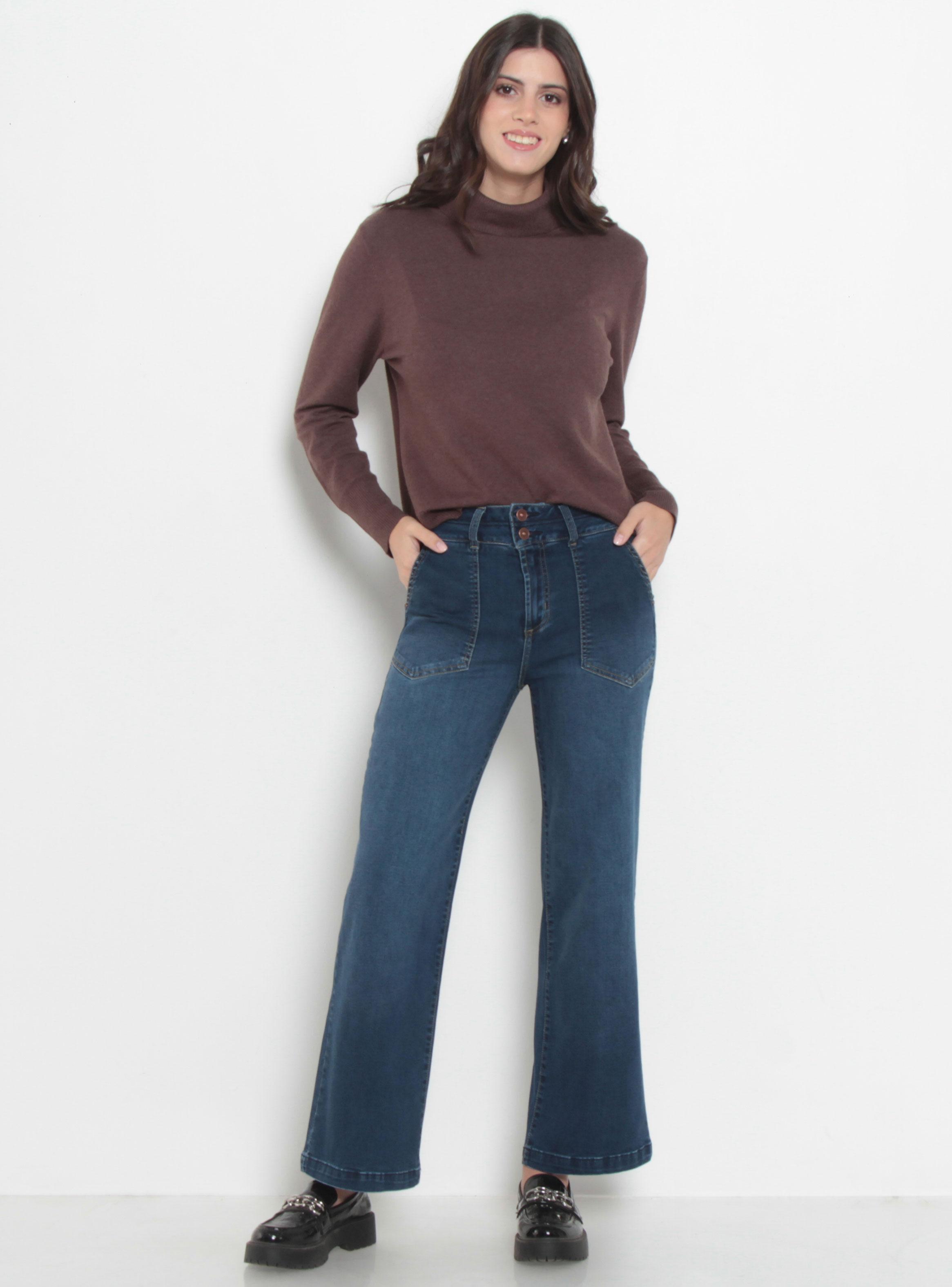 Jeans Recto Cargo Pretina Alta Dos Botones-3