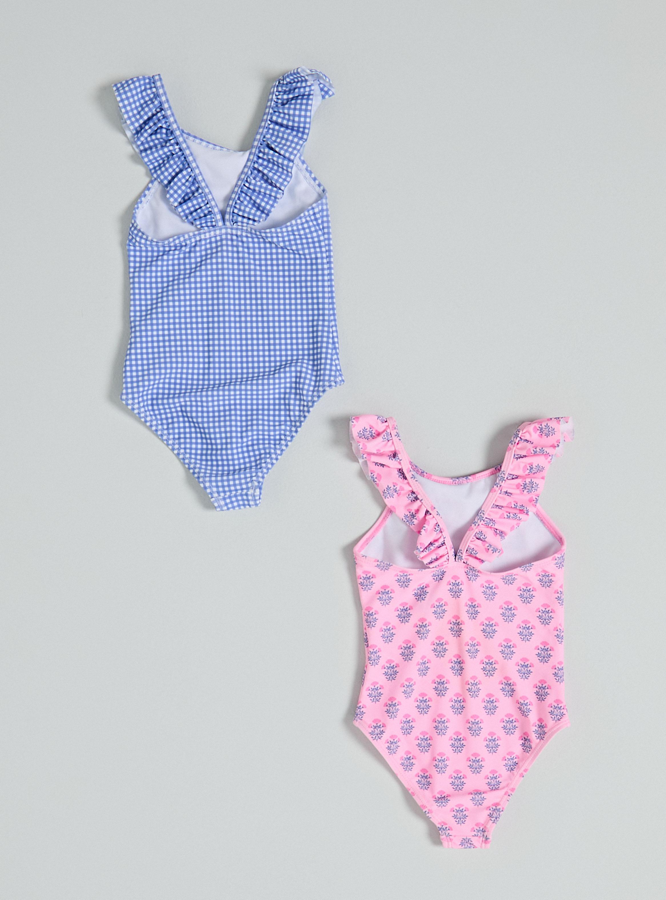 Traje de Baño Tirantes Volados Estampado y Flores-2