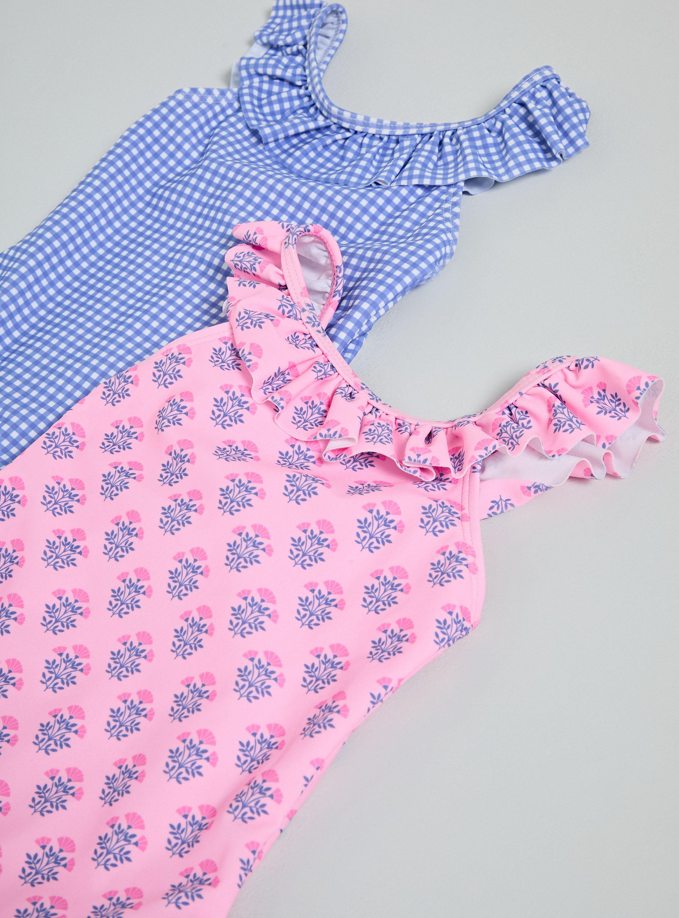 Traje de Baño Tirantes Volados Estampado y Flores-3