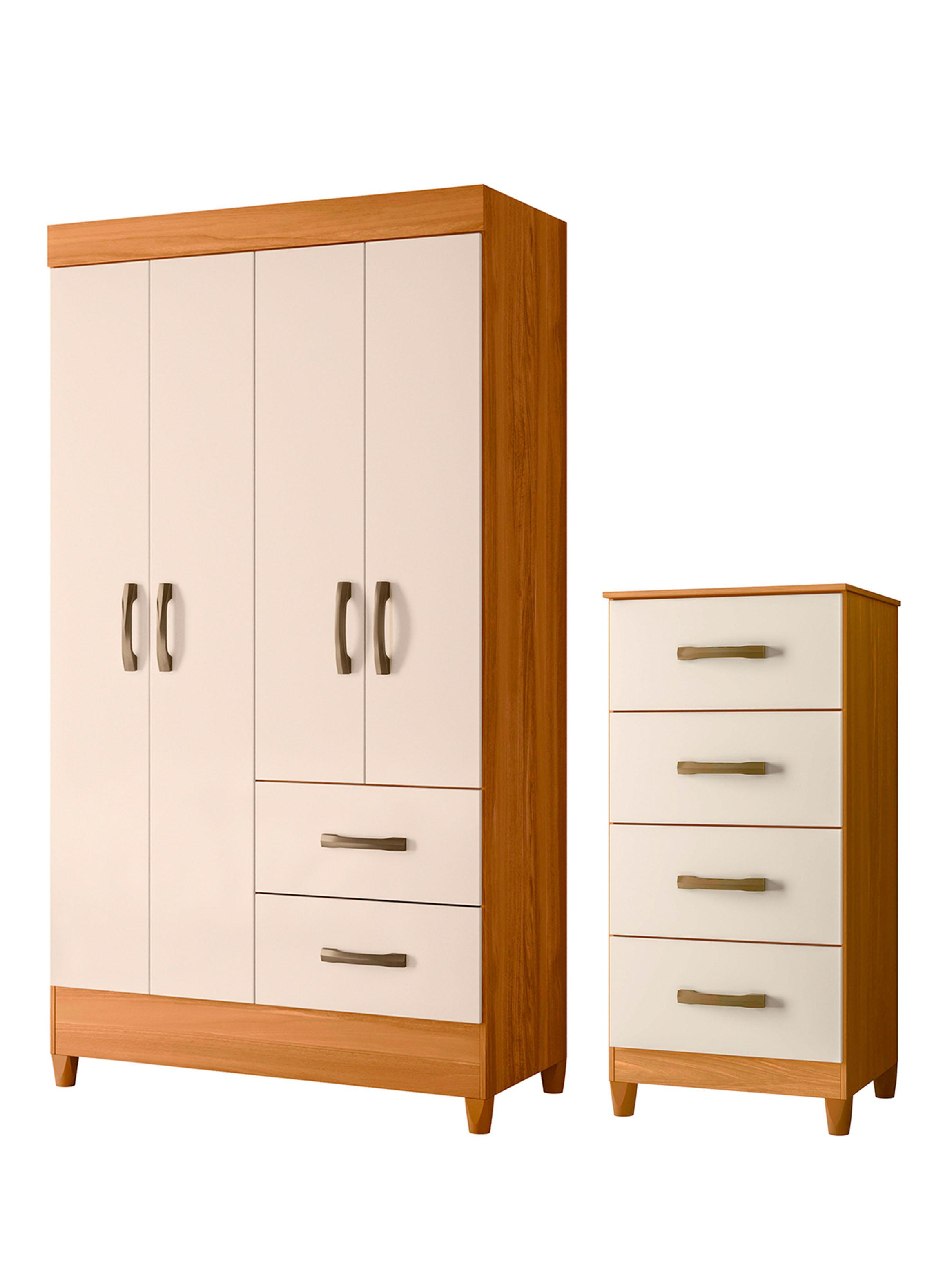 Combo Clóset 4 Puertas + Cómodas 4 Cajones Carv-0