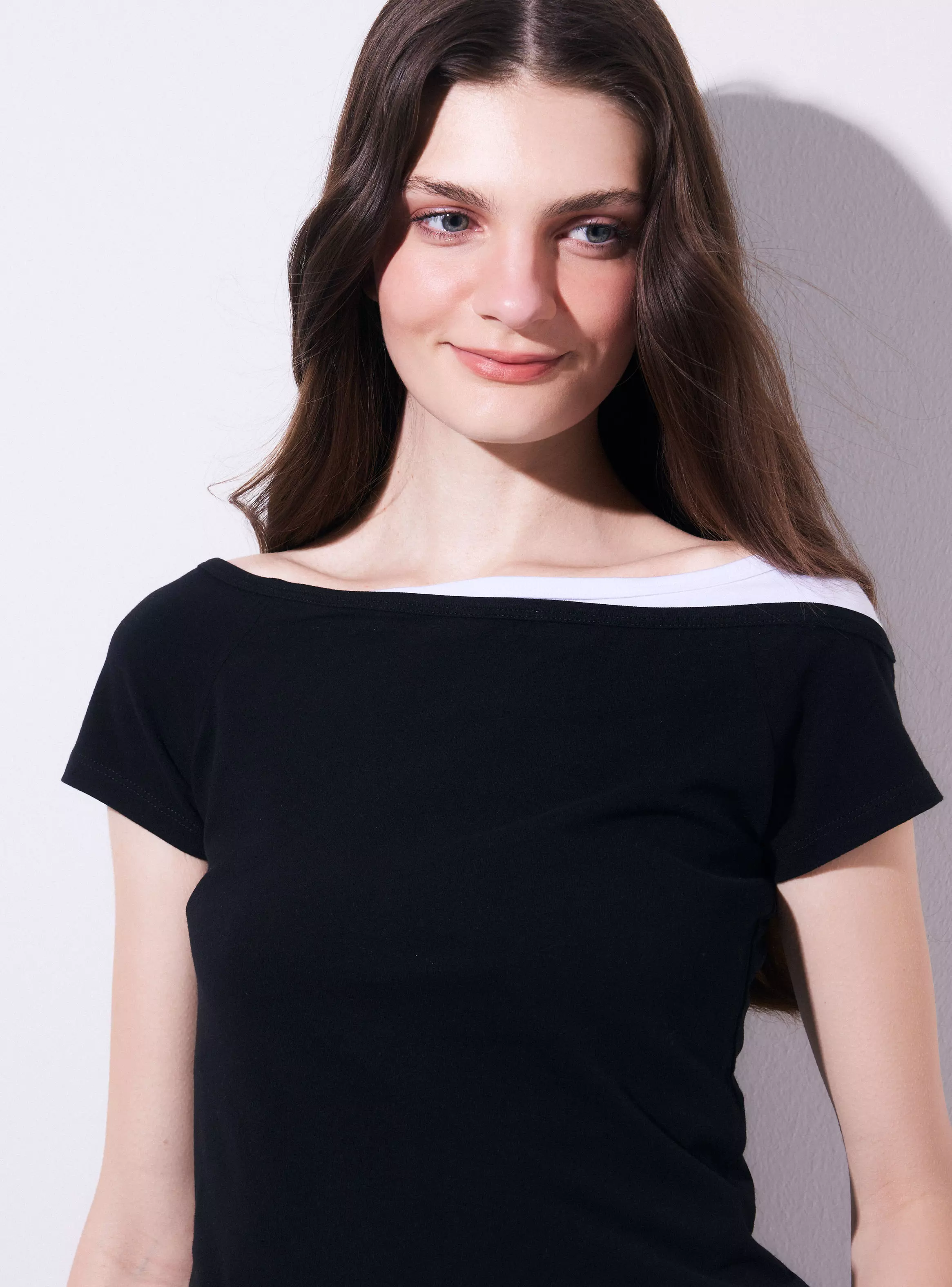 Polera Doble Capa Manga Corta Off Shoulder-2