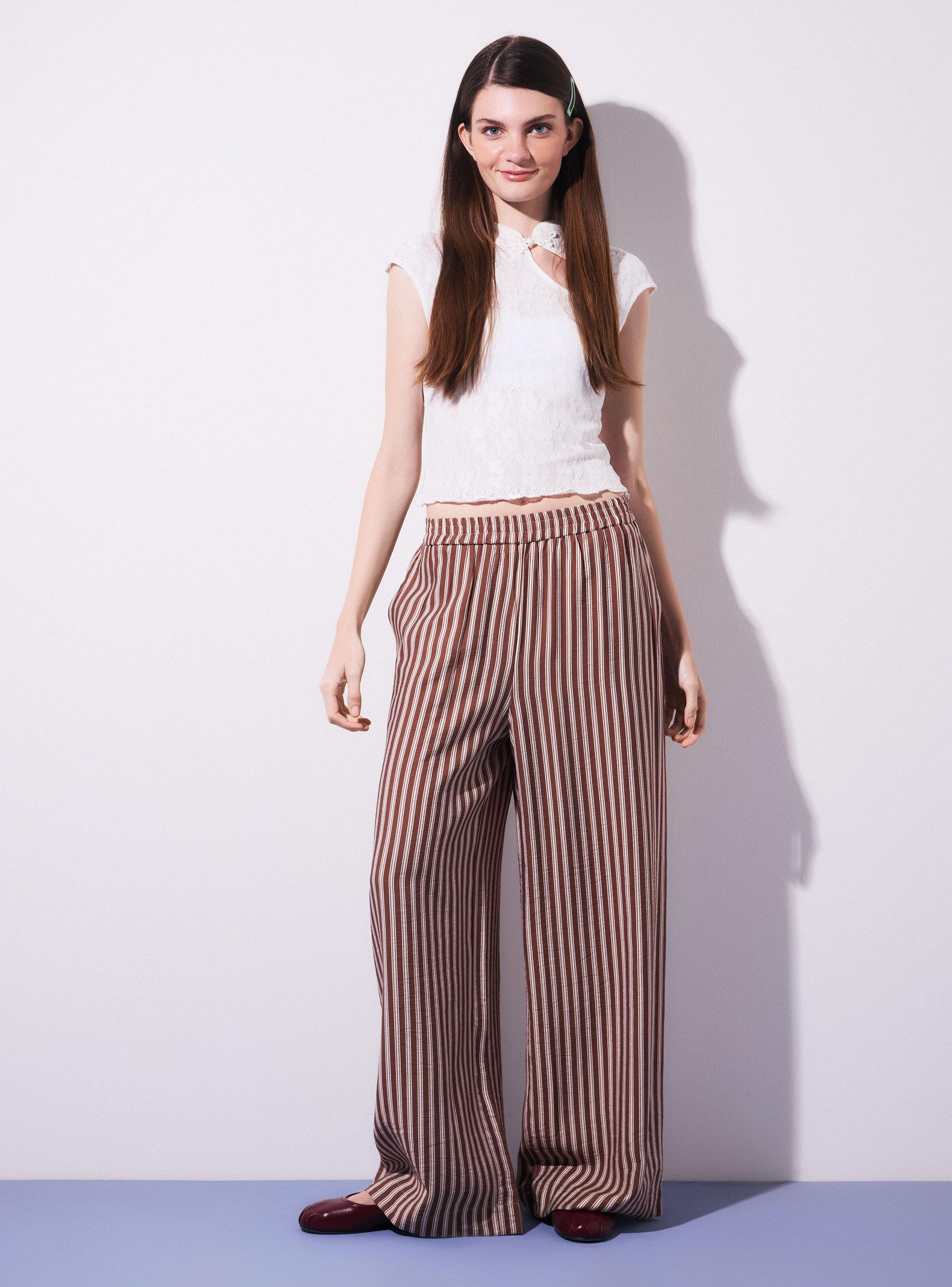Pantalón Wide Leg Rayas Verticales-4