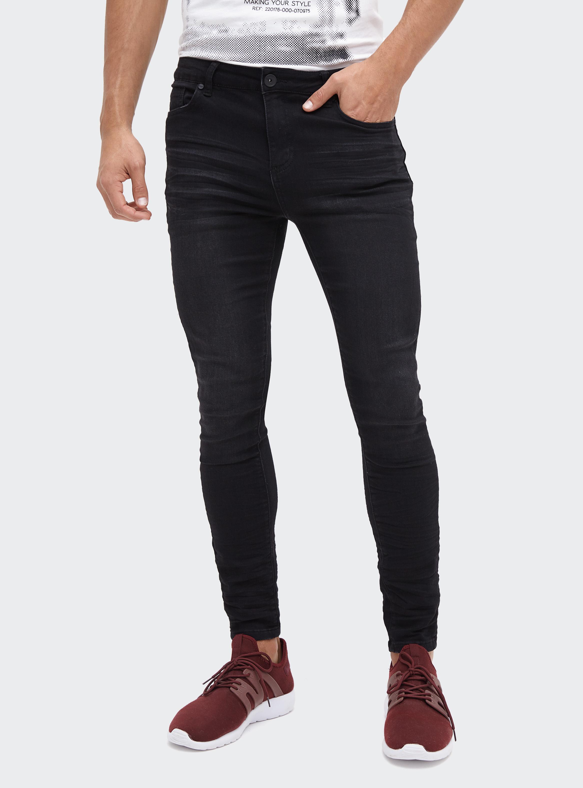 Jeans Super Skinny Fit Knitted Negro JJO-0