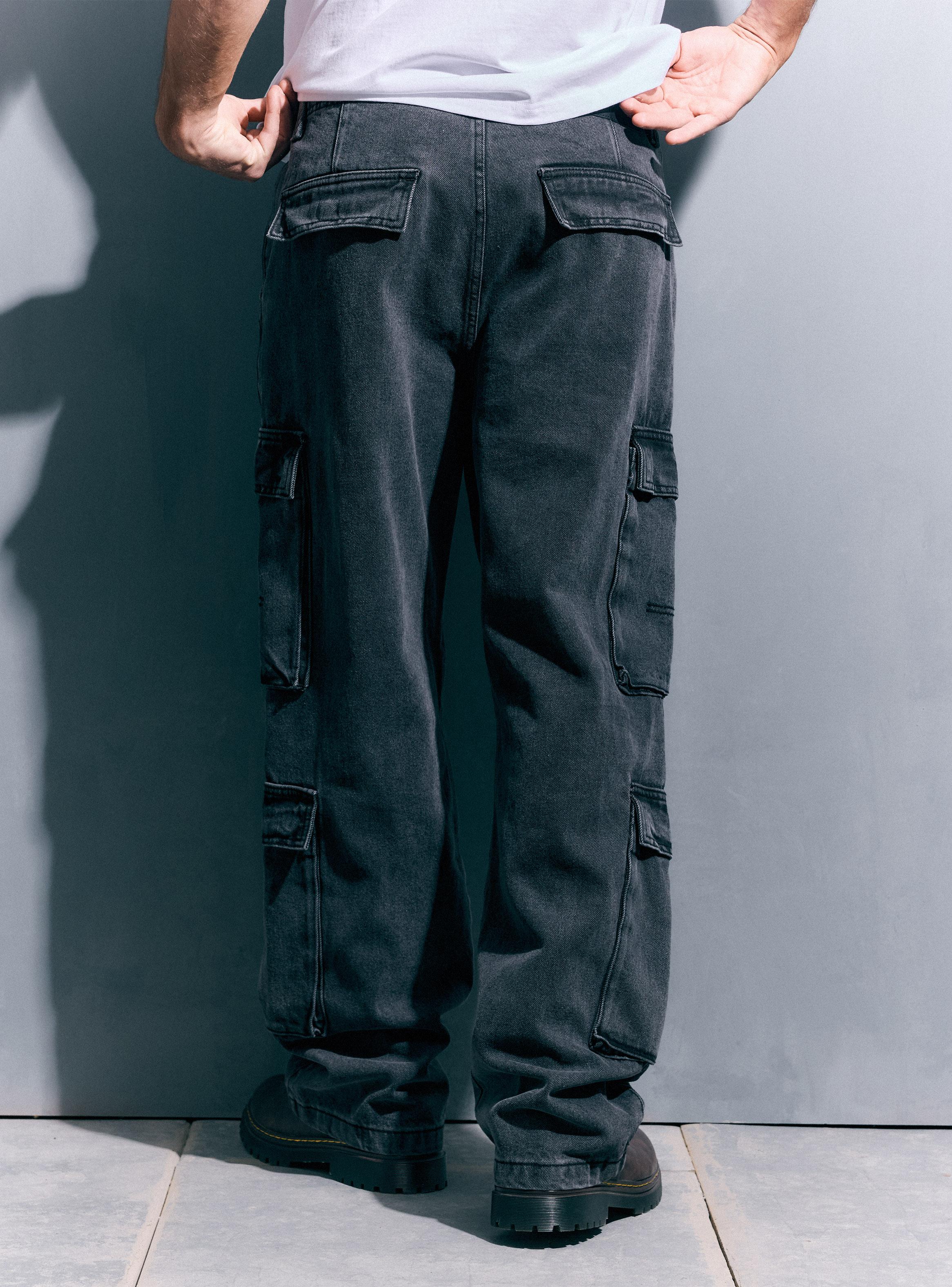 Jeans Cargo Tiro Medio-1
