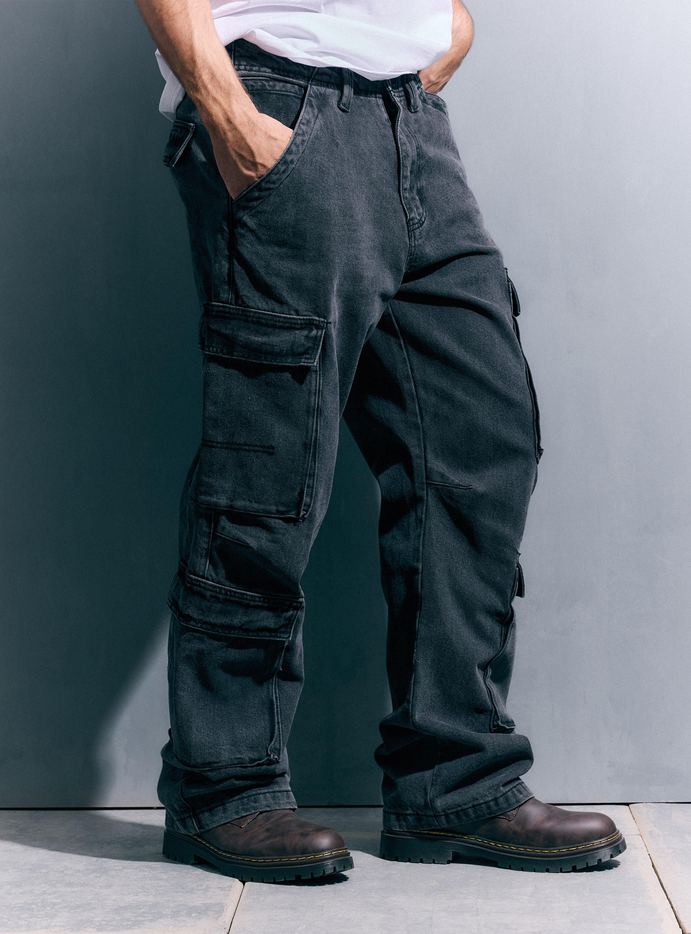 Jeans Cargo Tiro Medio-0