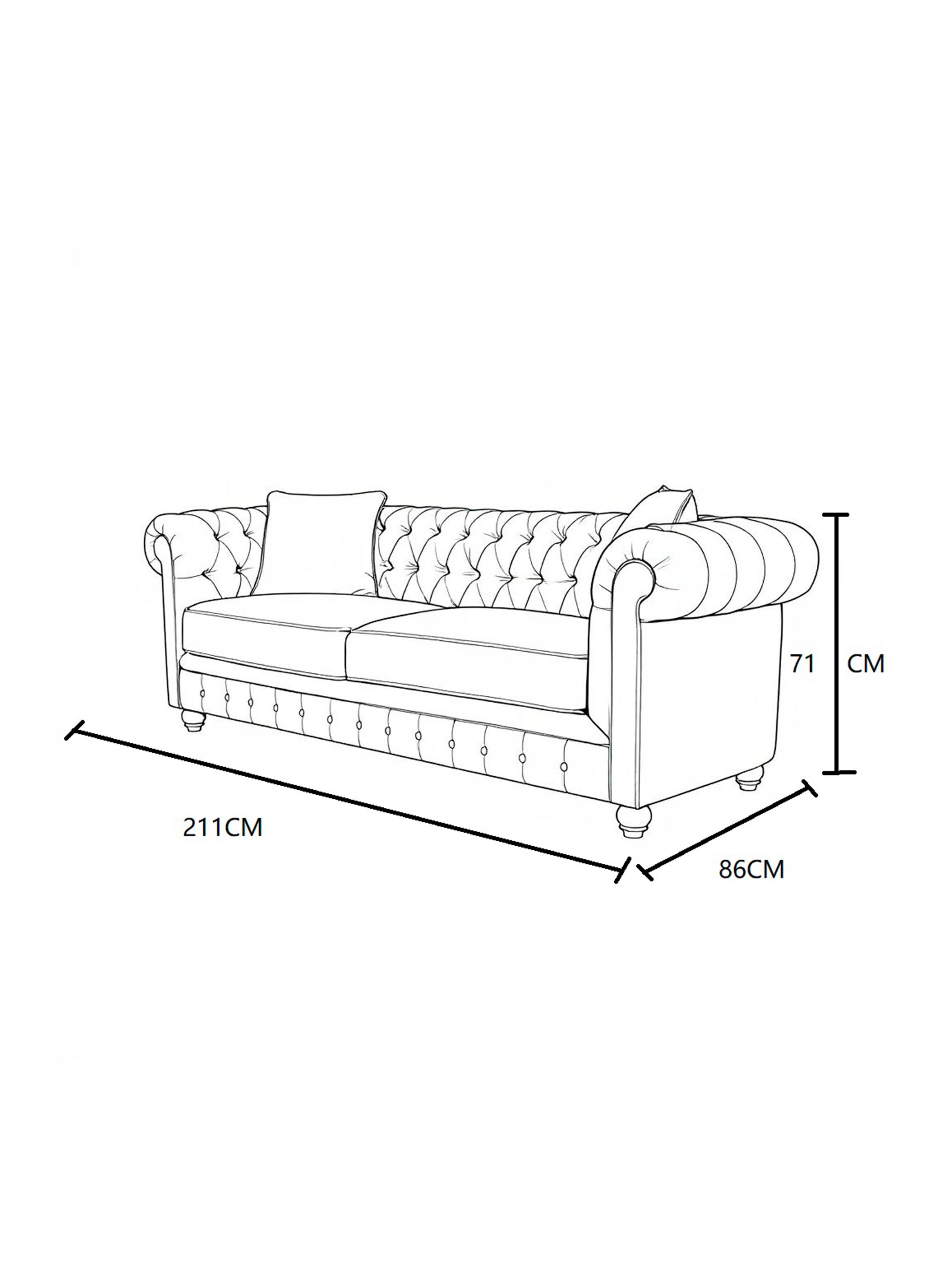 Sofá Capitone Antonia Lino 3 Cuerpos-2
