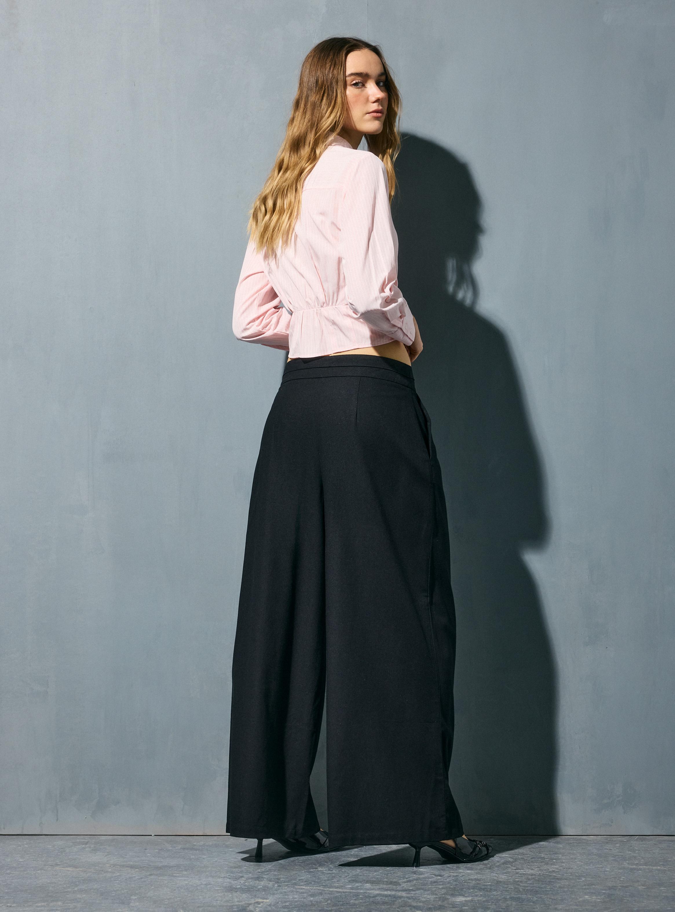 Pantalón Wide Leg Tiro Alto Cordón-5