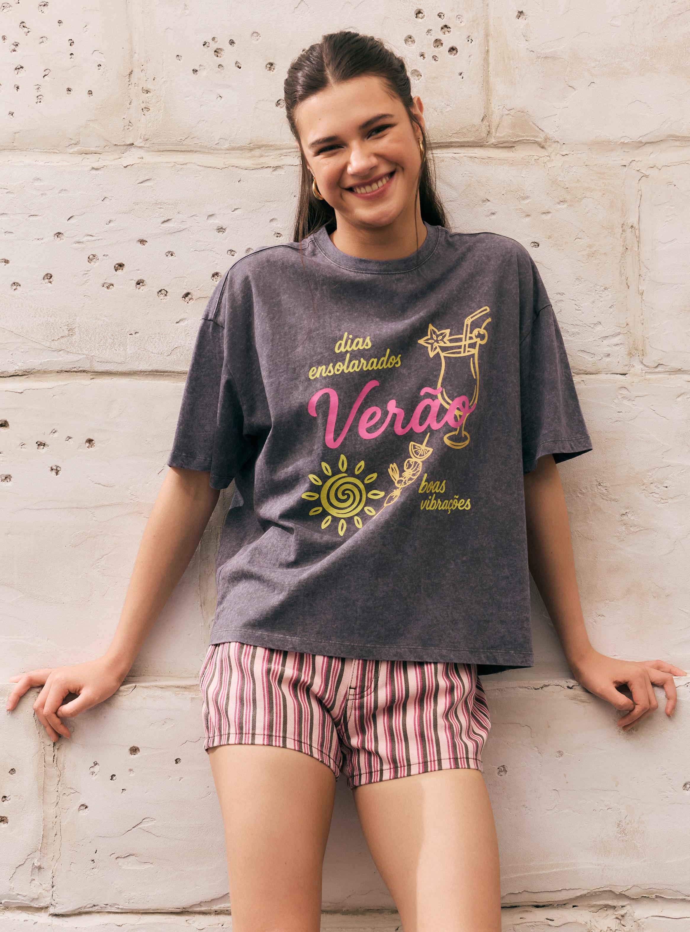 Polera Boxy Oversize Manga Corta Cuello Redondo-0