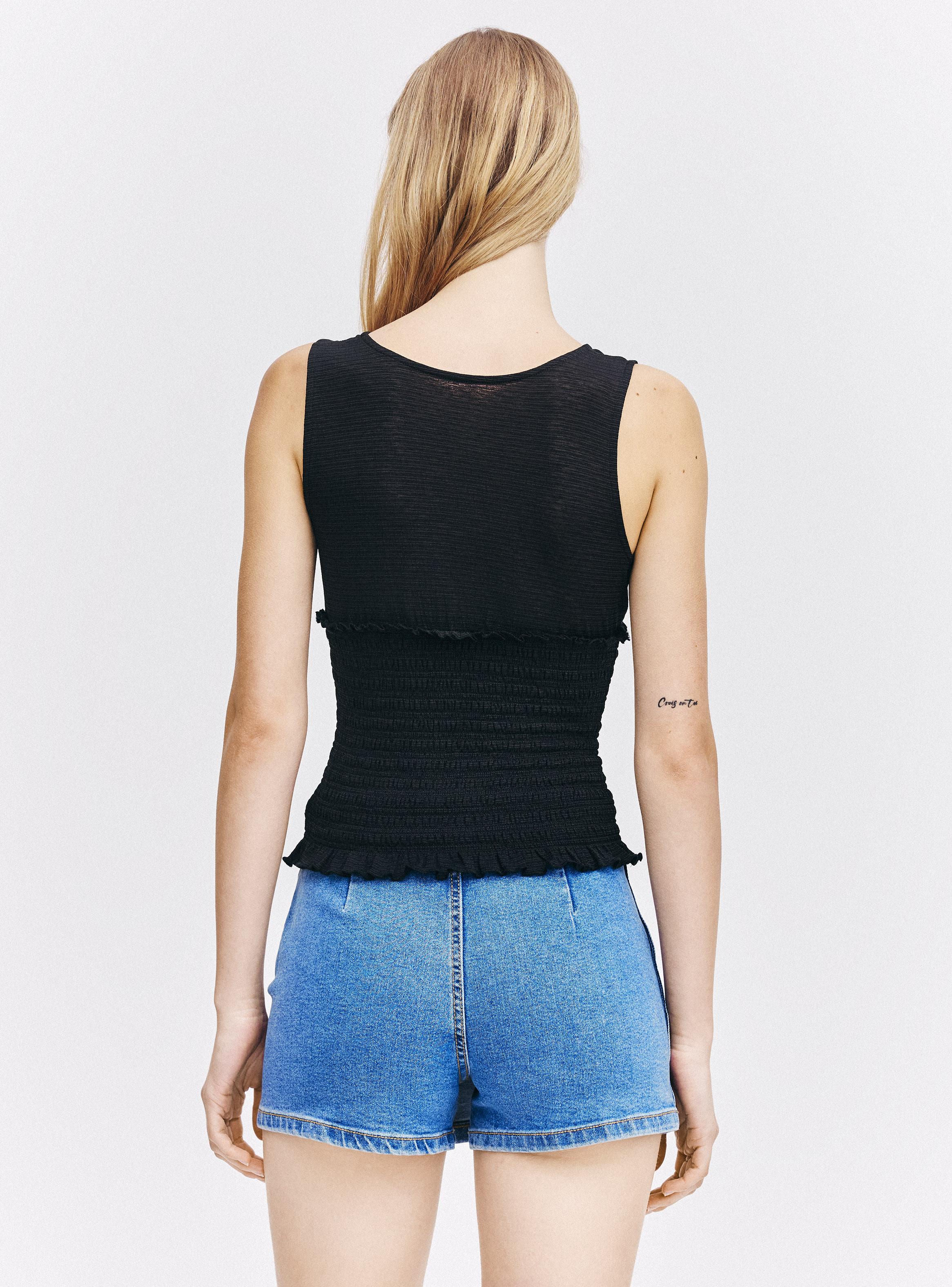 Blusa Escote V Profundo con Fruncido-1