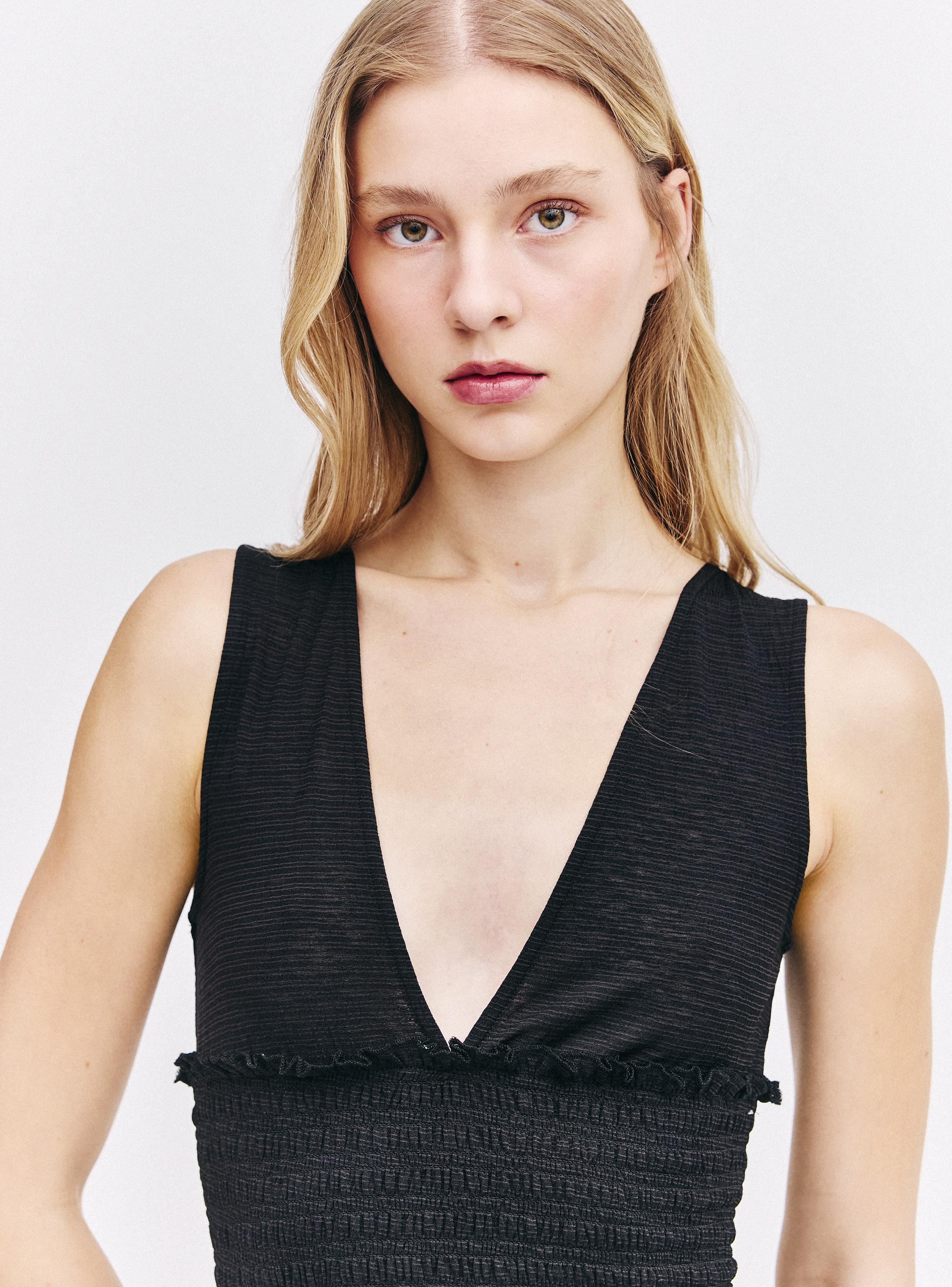 Blusa Escote V Profundo con Fruncido-2