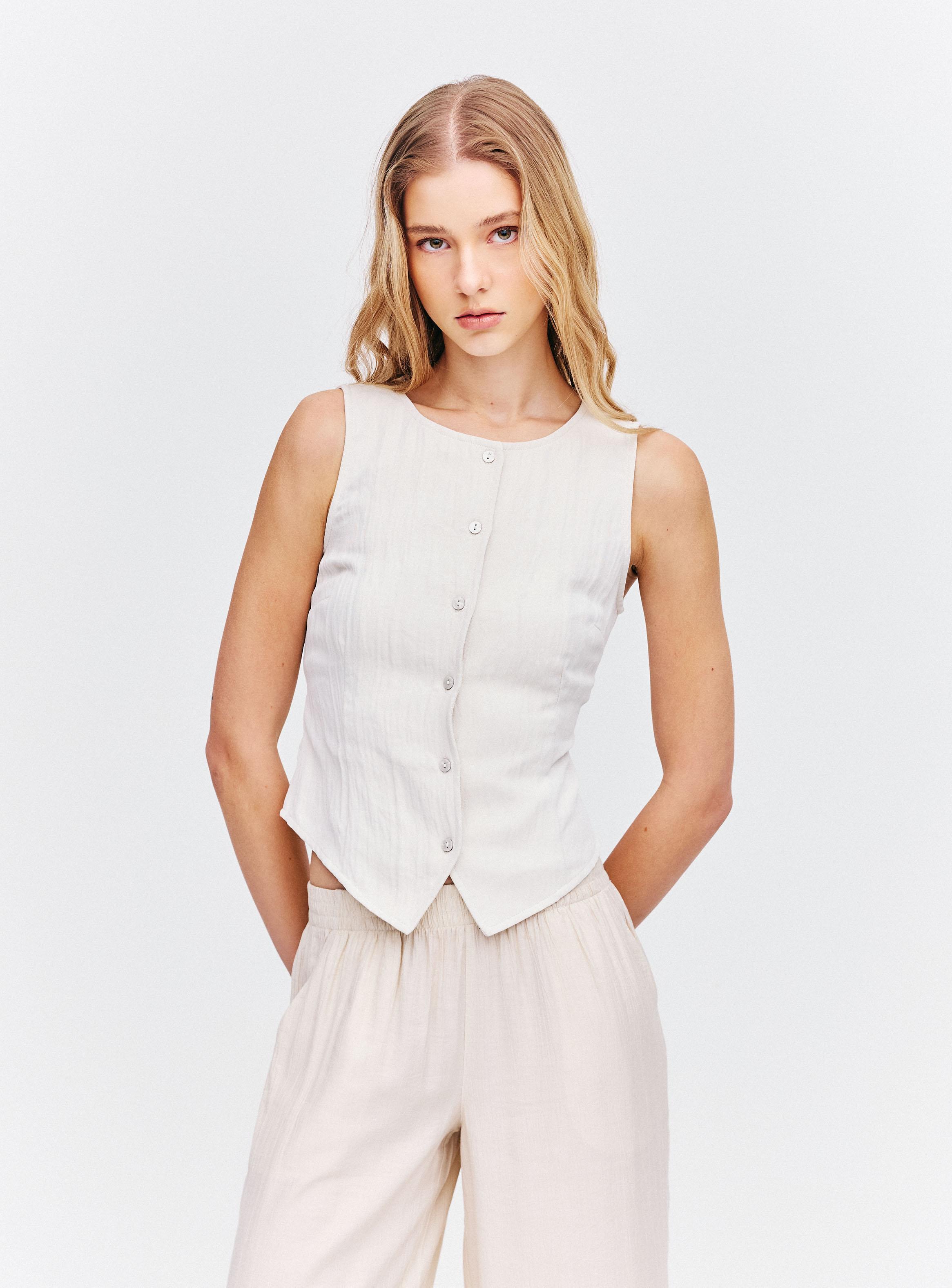 Blusa Tipo Vest Cuello Redondo con Botones-0