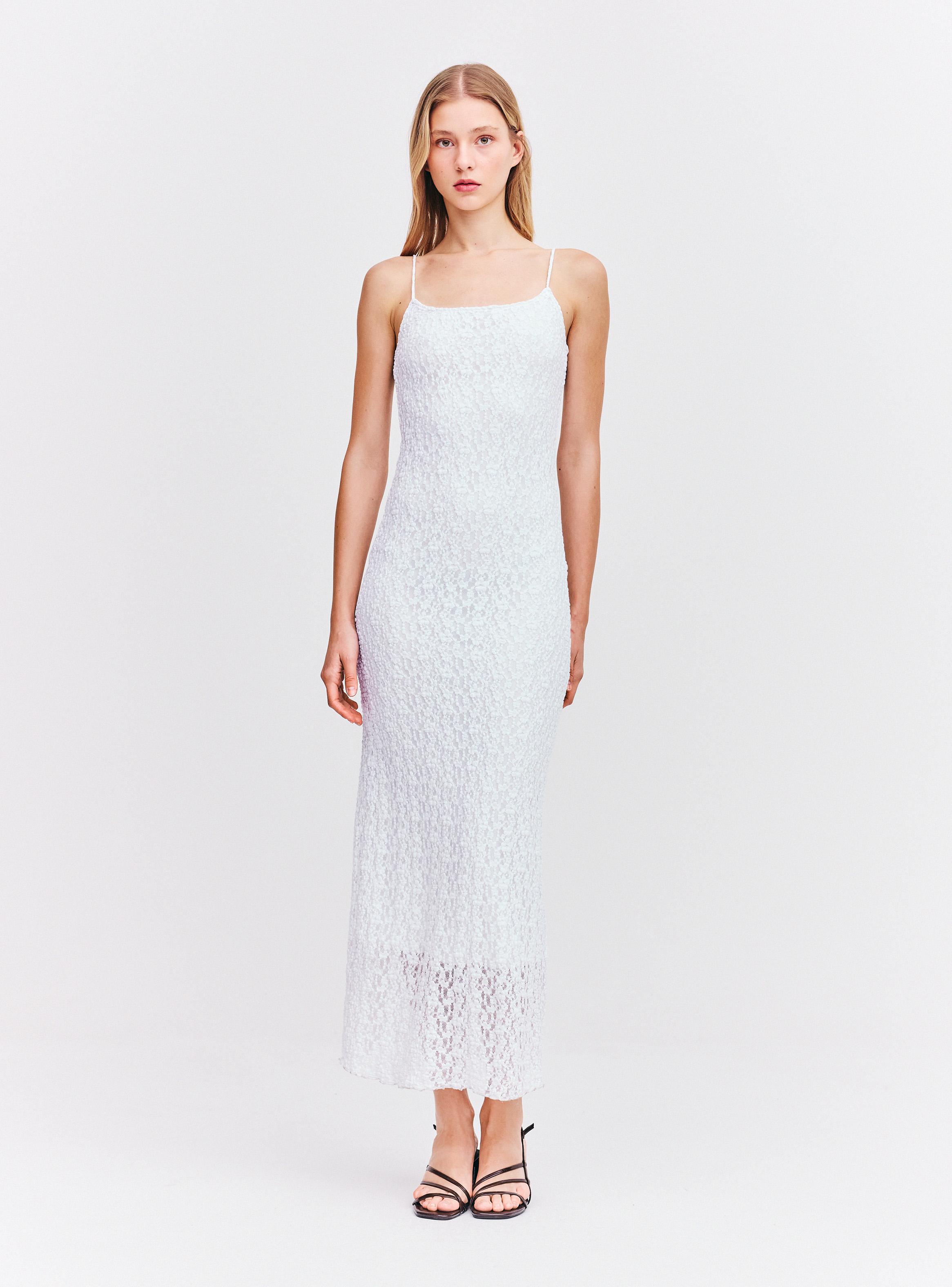 Vestido Maxi de Encaje con Tirantes Ajustables-4