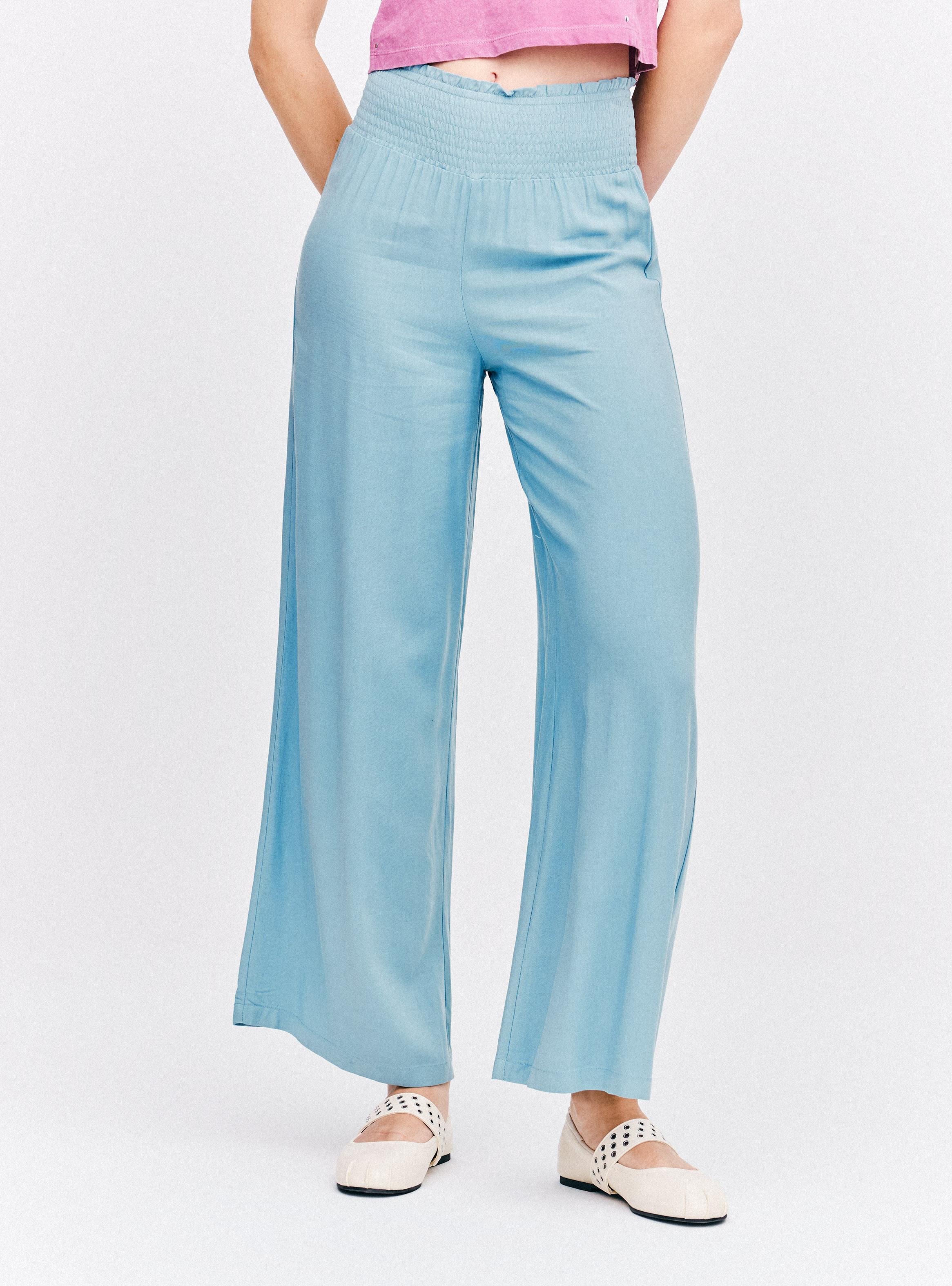 Pantalón Wide Leg Tiro Medio y Cintura Elasticada-0