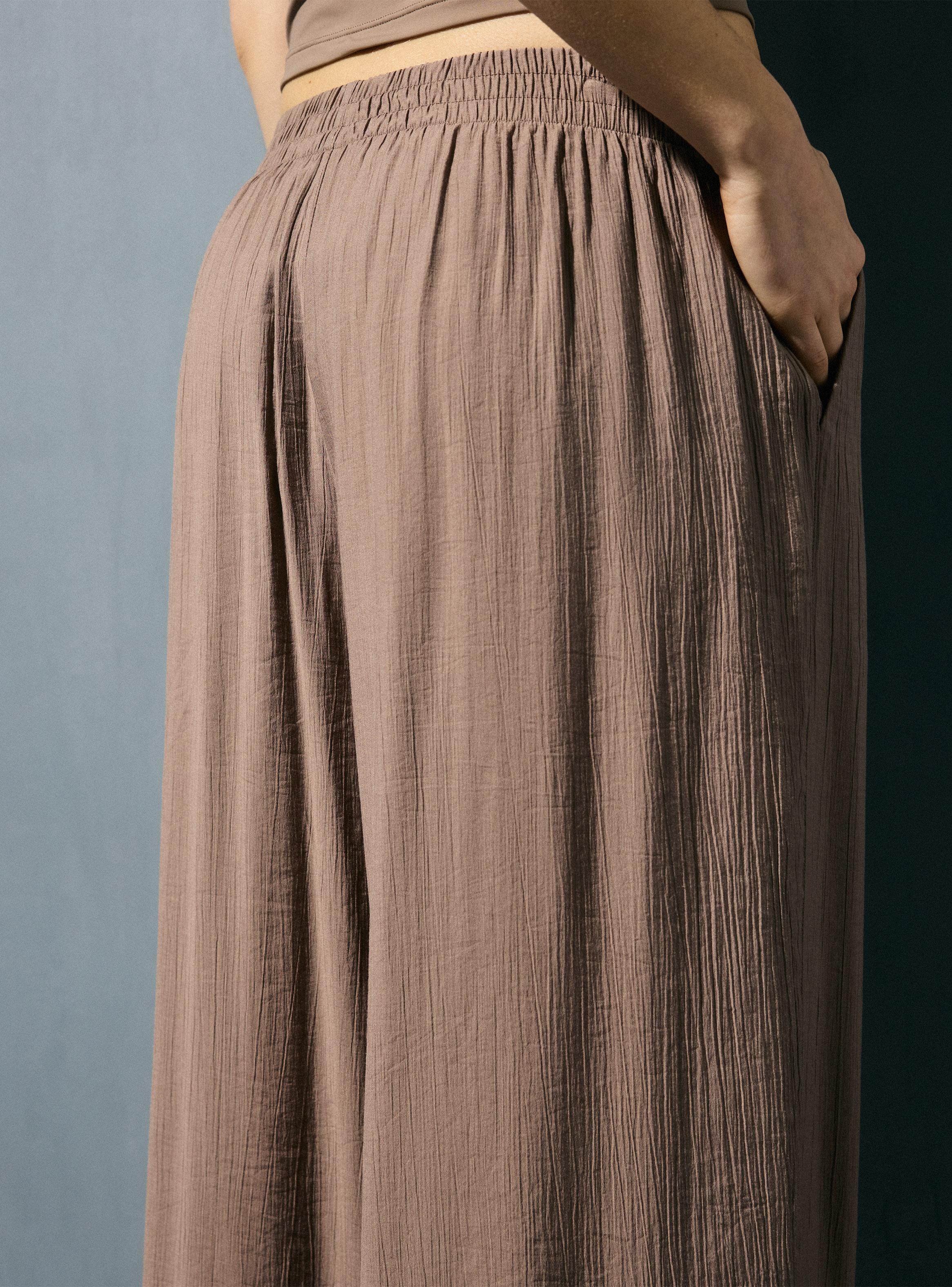 Pantalón Tiro Medio Pretina Elasticada Wide Leg-3