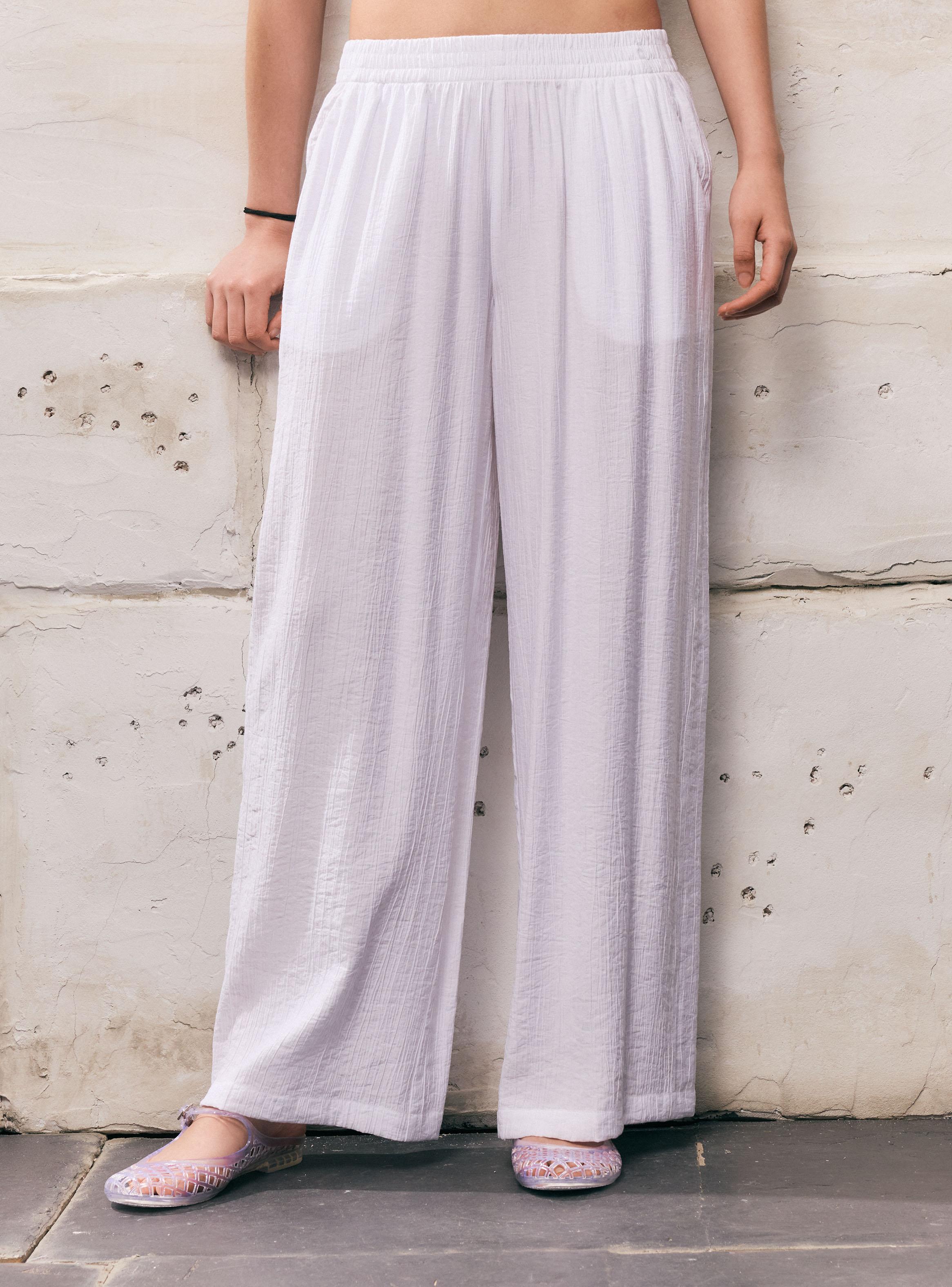 Pantalón Tiro Medio Pretina Elasticada Wide Leg-0