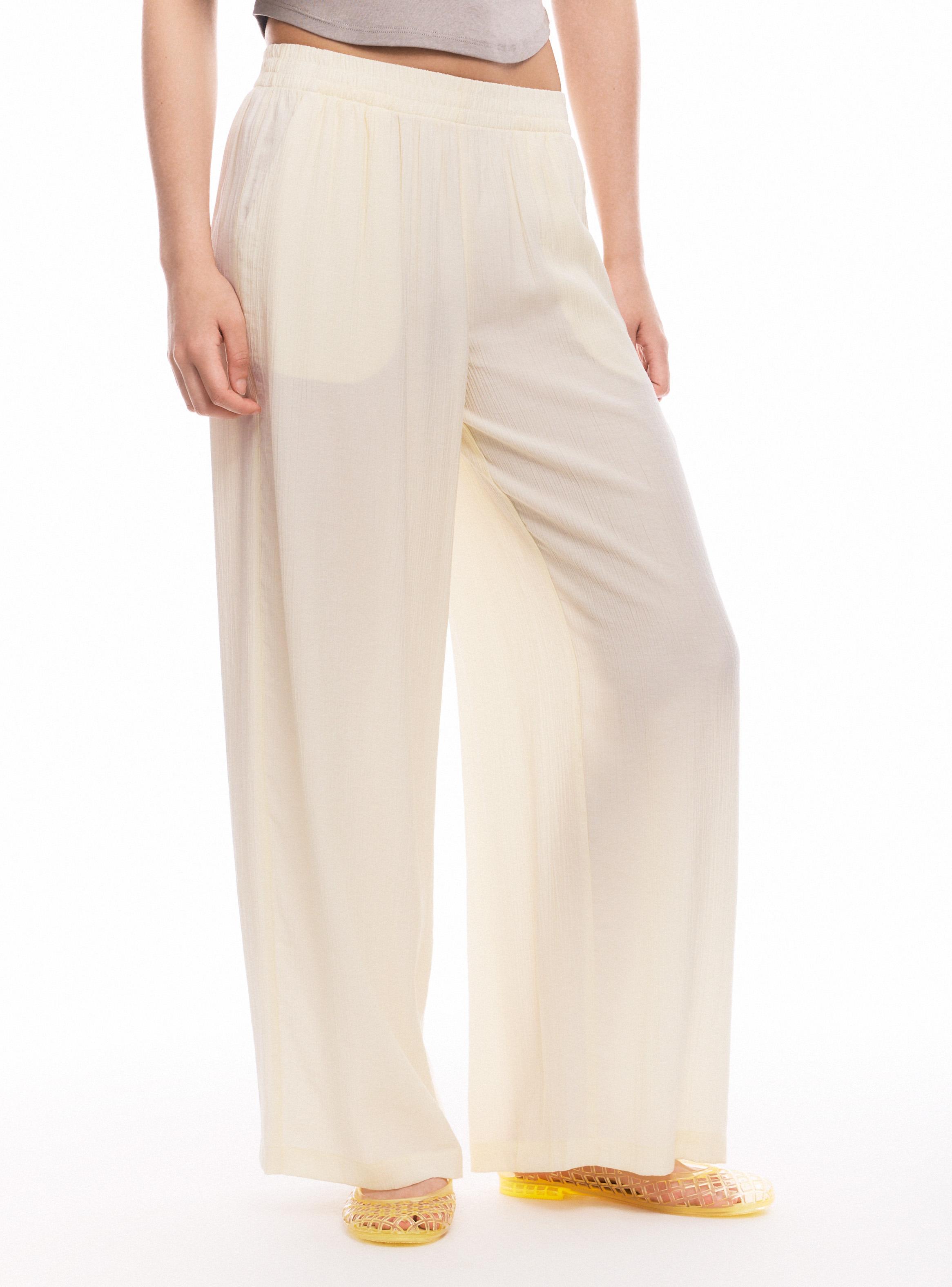 Pantalón Tiro Medio Pretina Elasticada Wide Leg-0