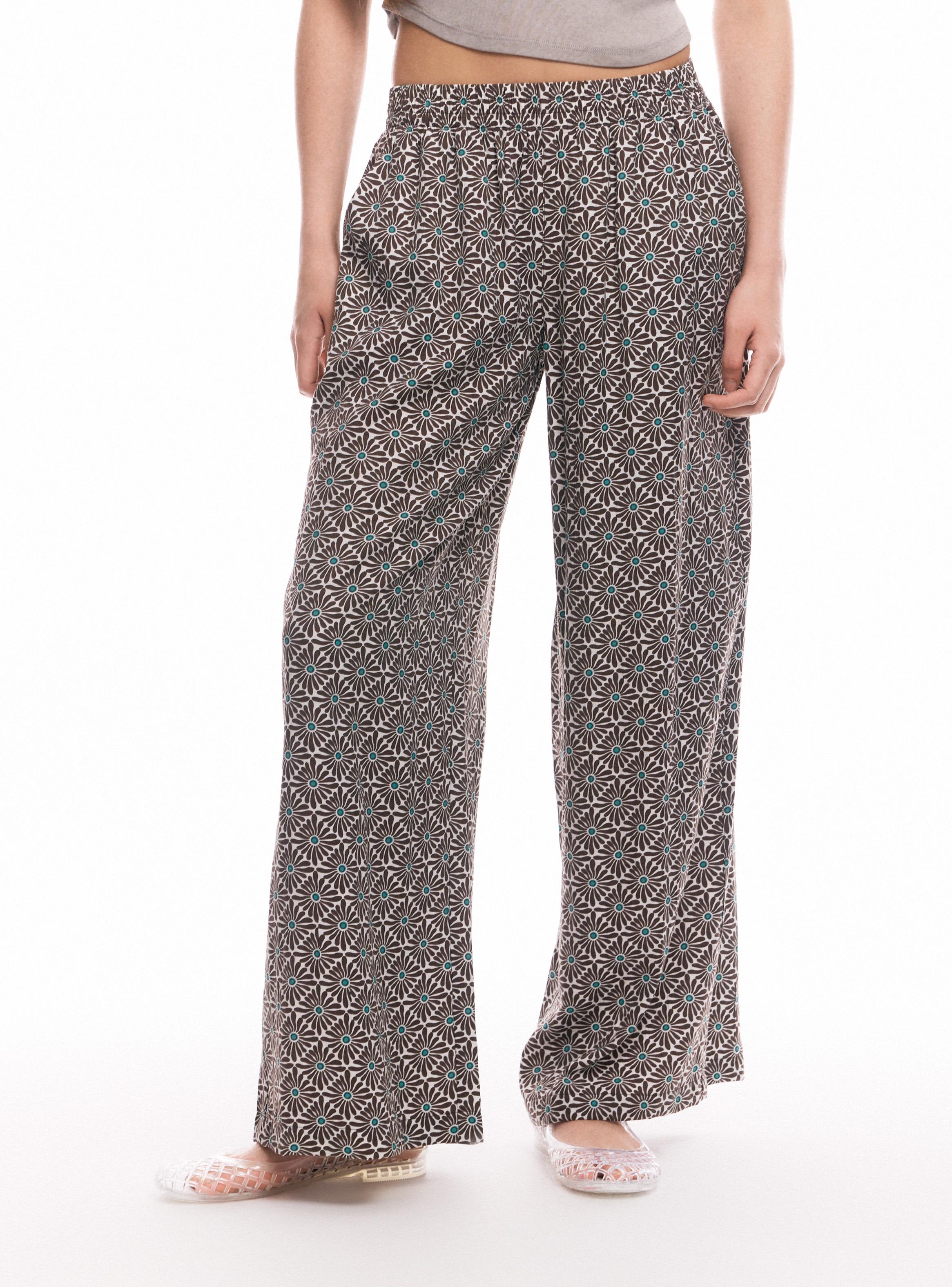 Pantalón Tiro Medio Pretina Elasticada Wide Leg-0