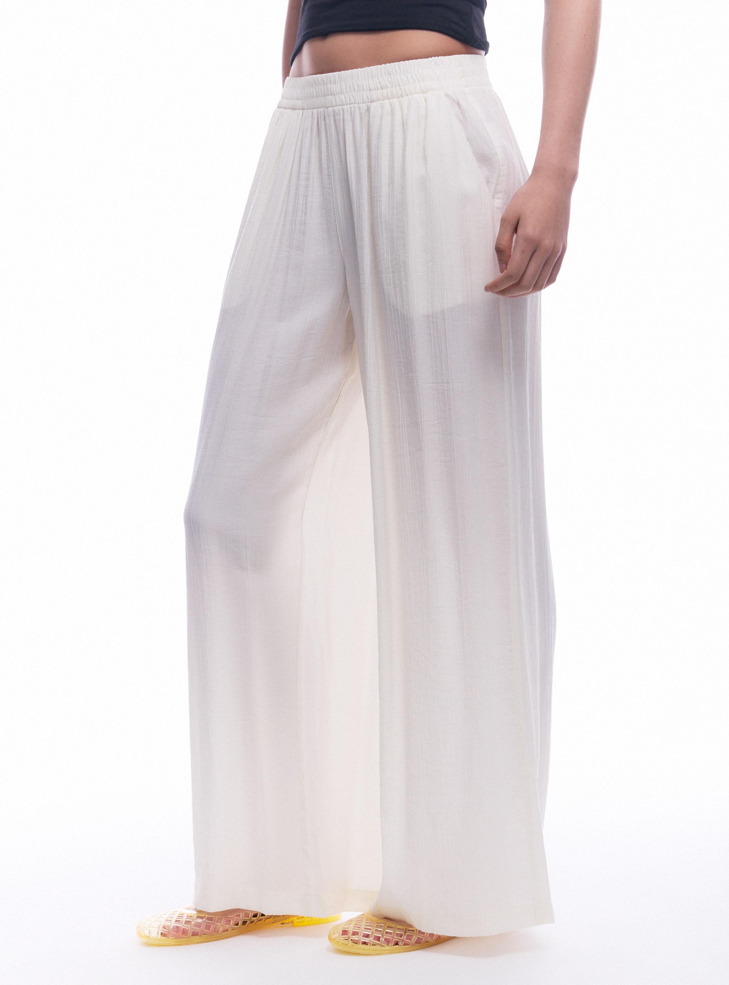 Pantalón Tiro Medio Pretina Elasticada Wide Leg-0