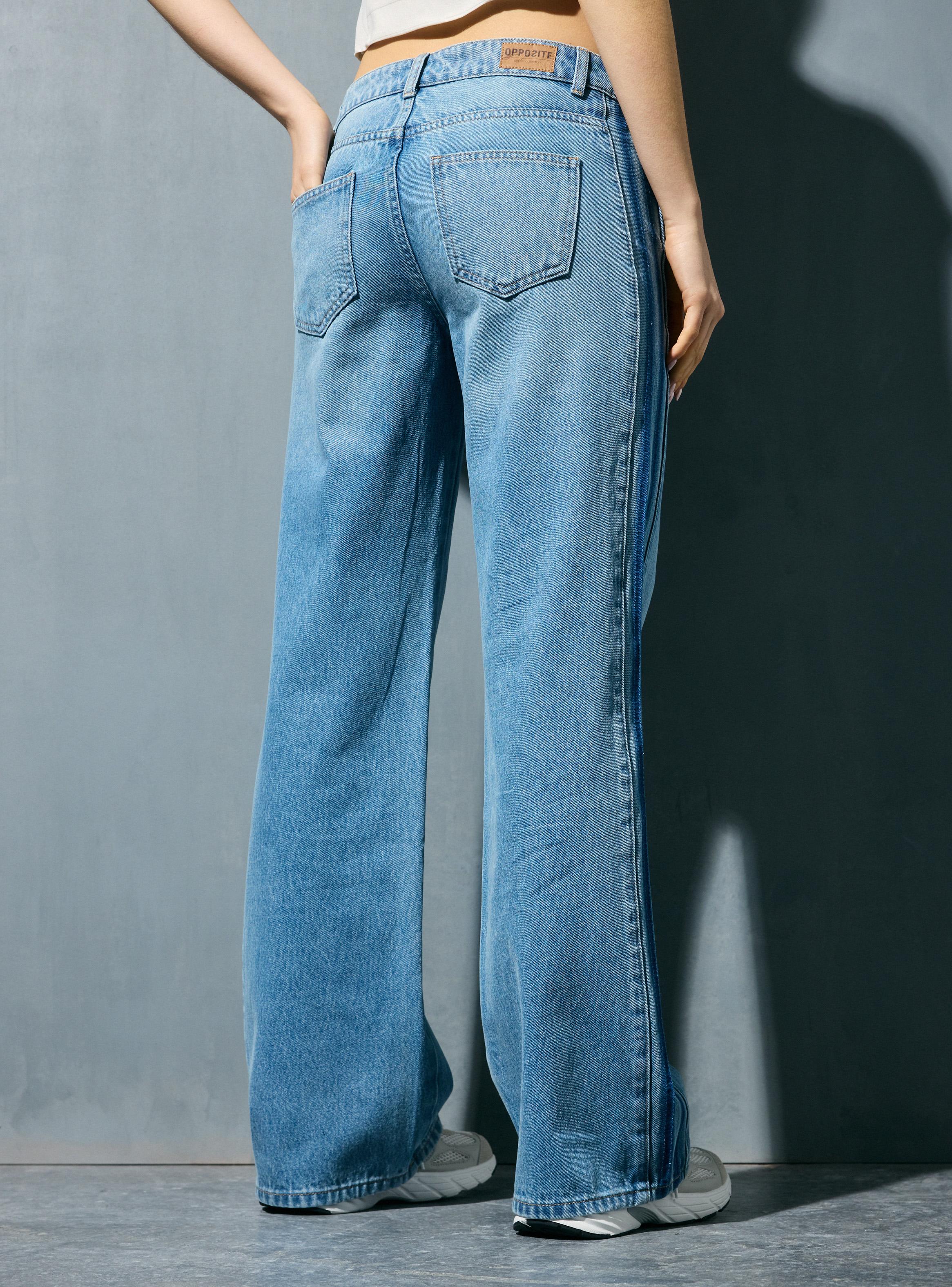 Jeans Wide Leg Alto con Lavado Claro-1