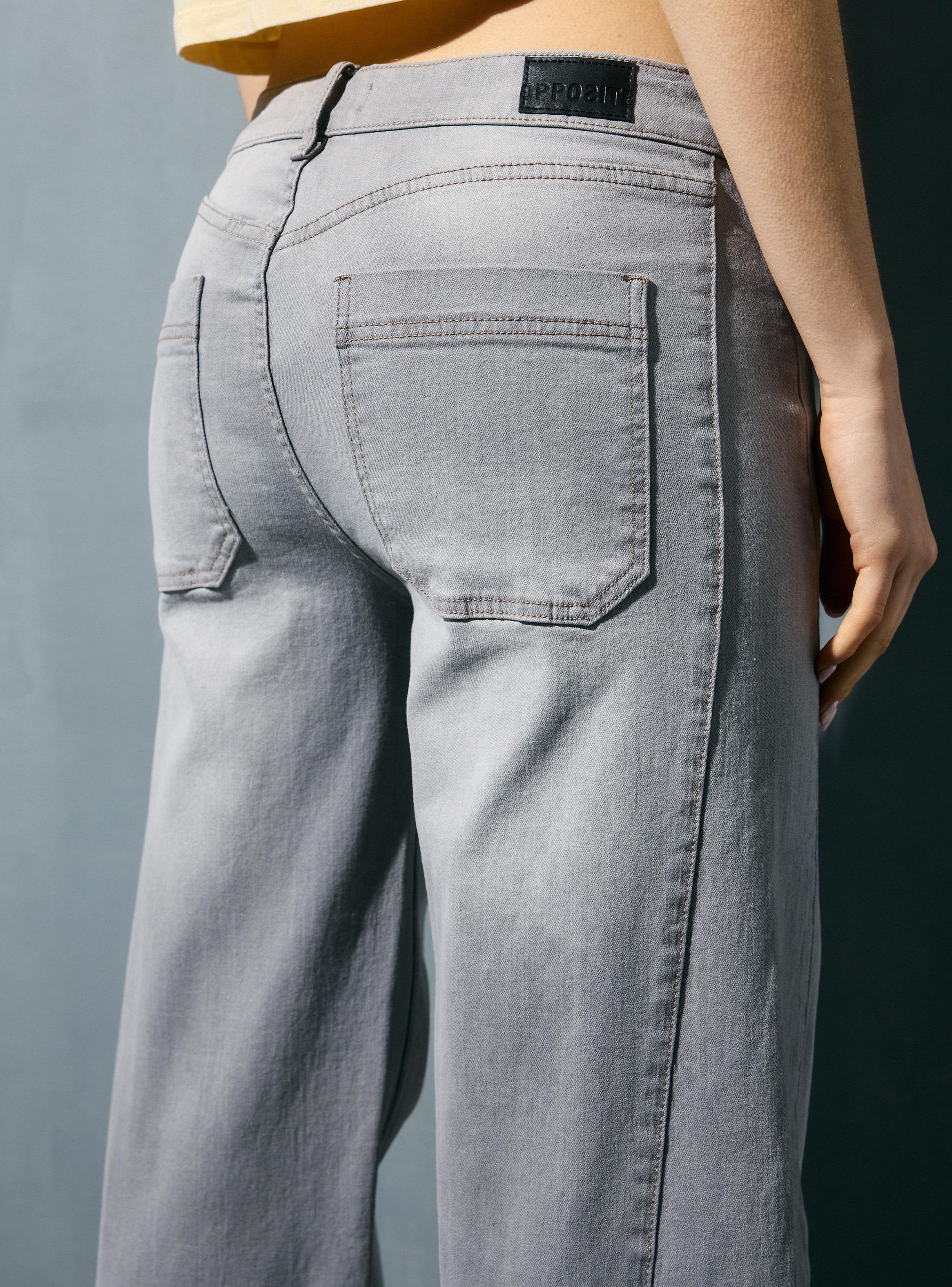 Jeans Barrel Tiro Medio con Bolsillos Bajos-2