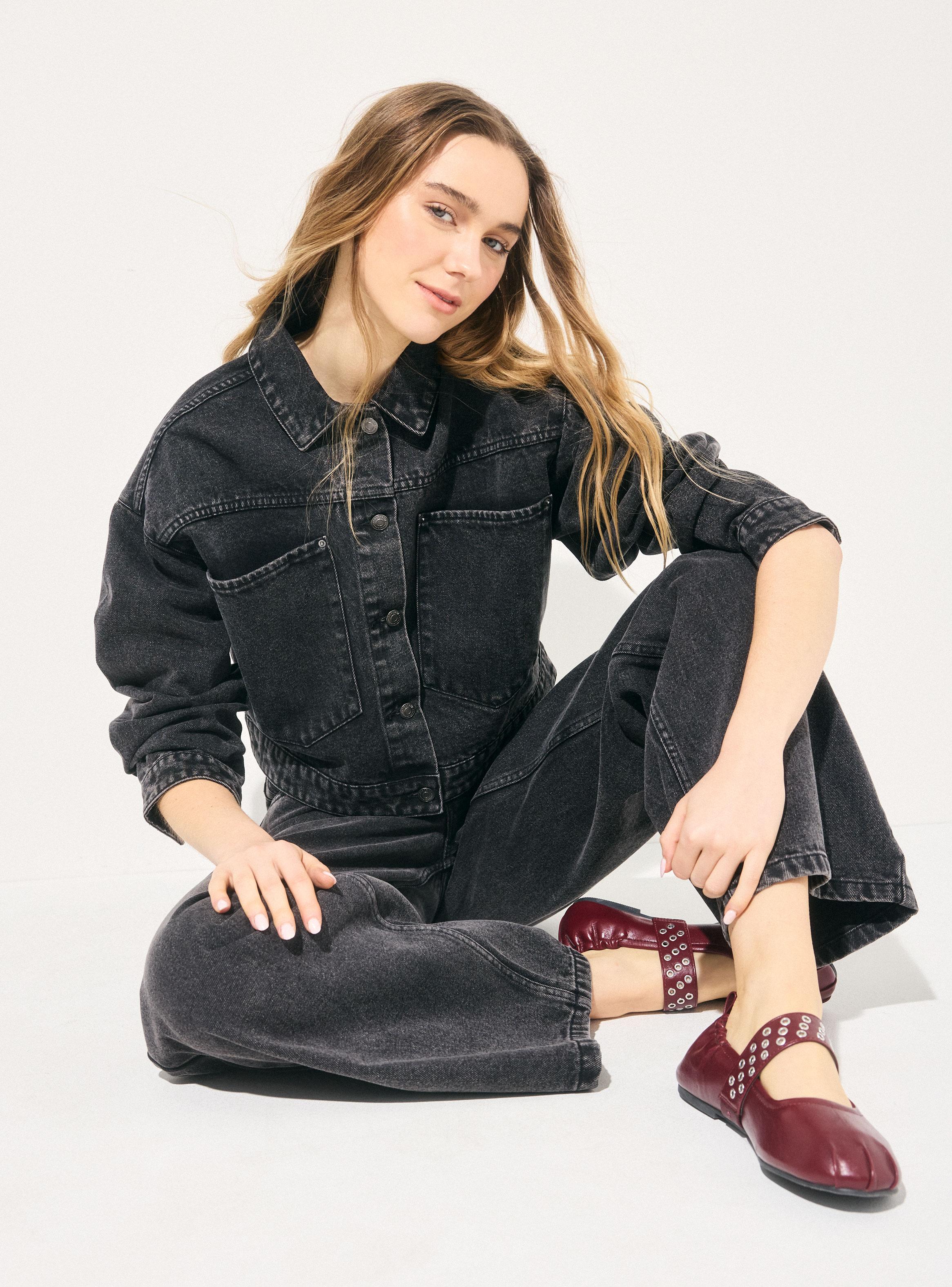 Jeans Wide Leg Medio con Lavado Vintage-4