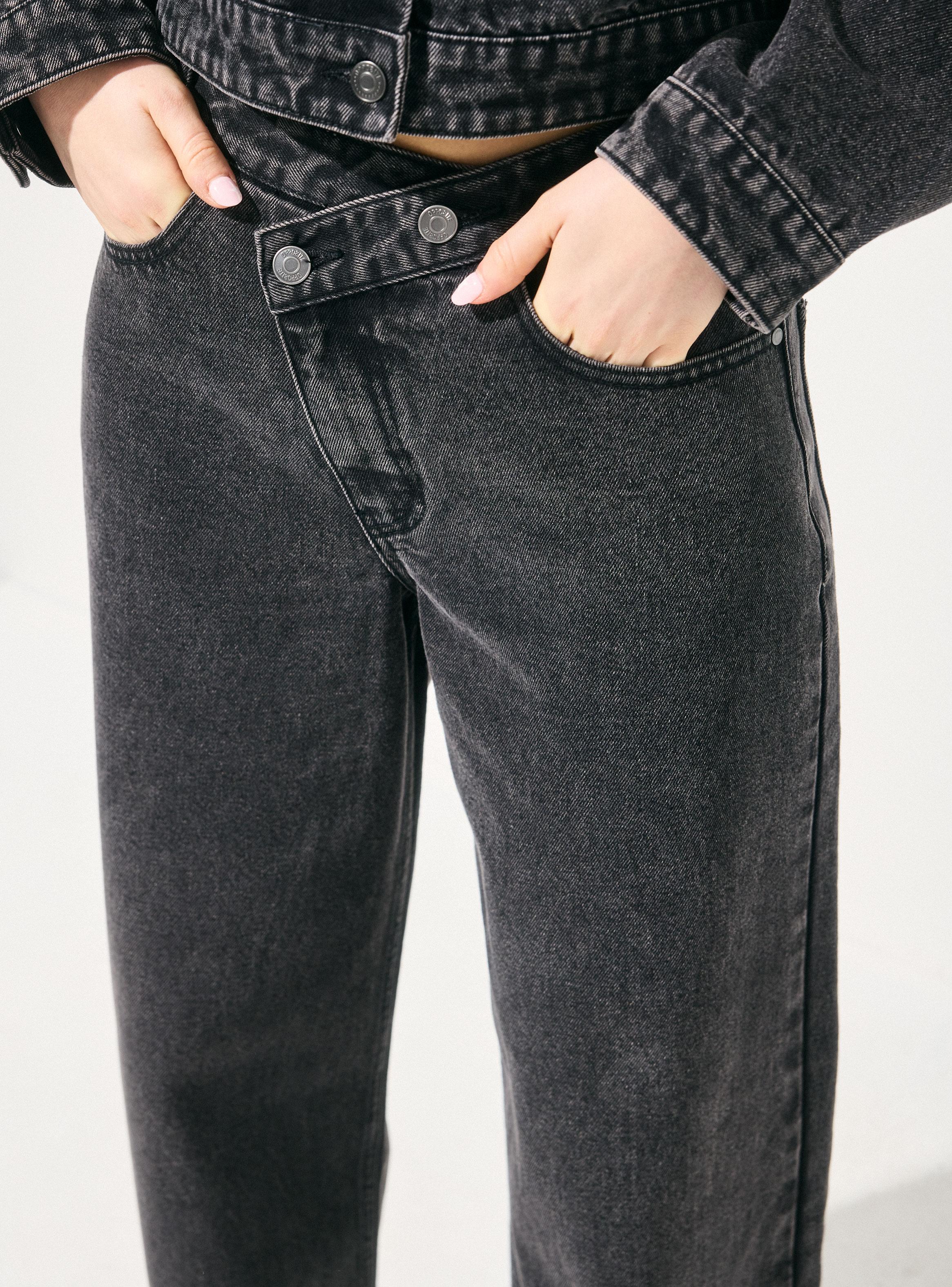 Jeans Wide Leg Medio con Lavado Vintage-2