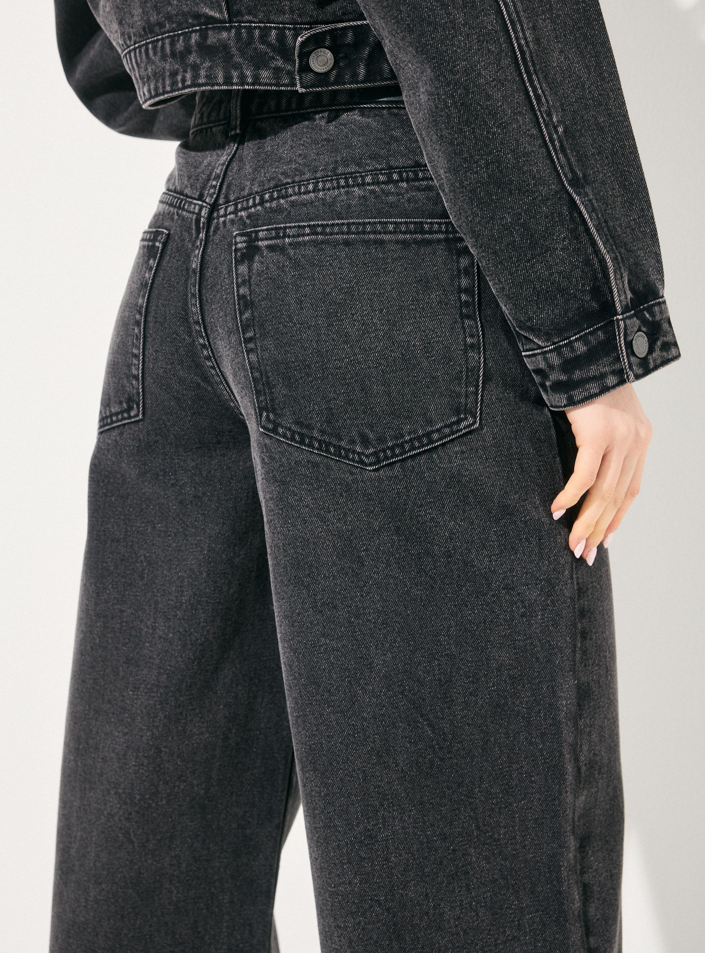 Jeans Wide Leg Medio con Lavado Vintage-3