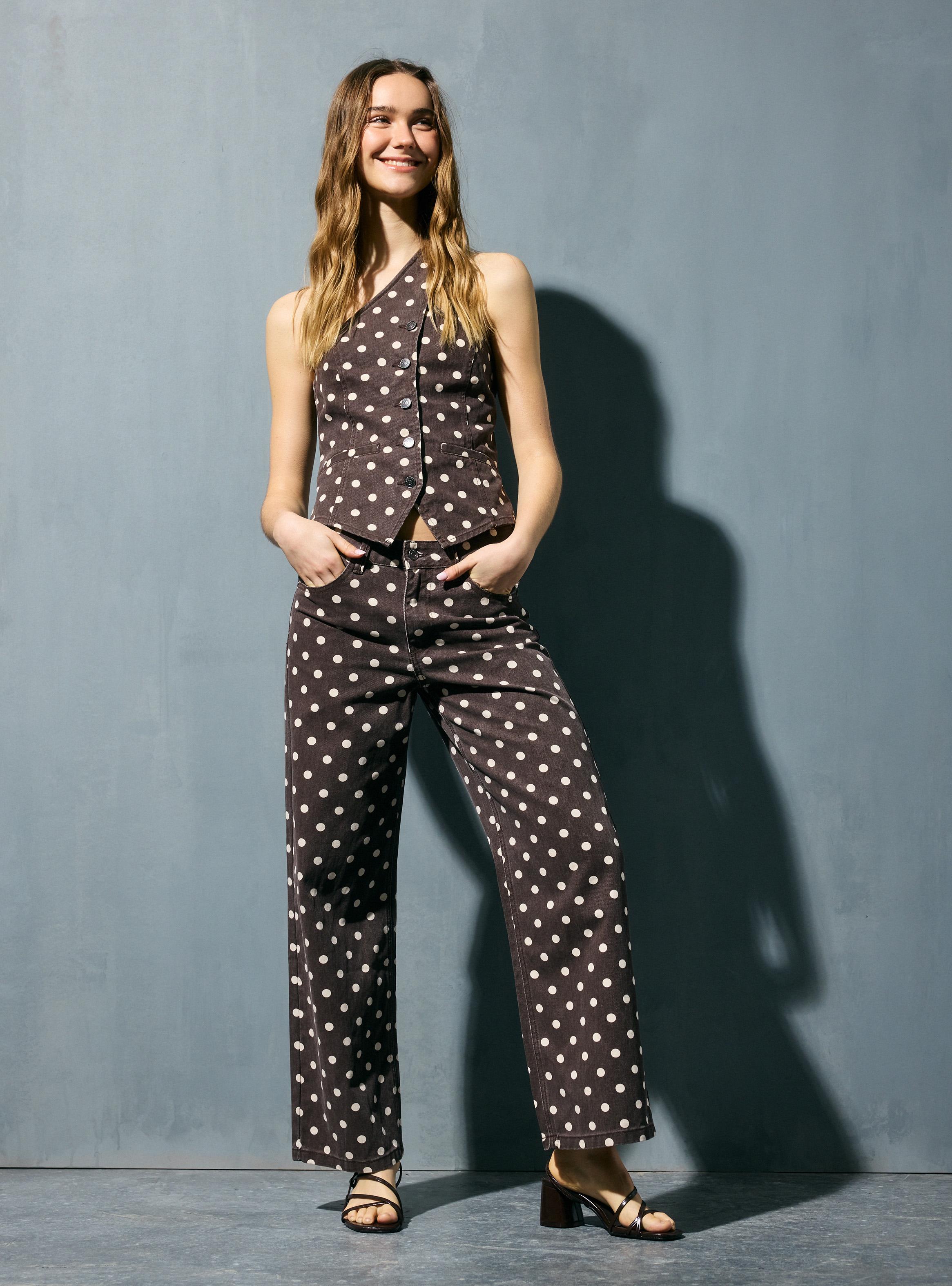 Jeans Baggy Tiro Medio con Lunares-4