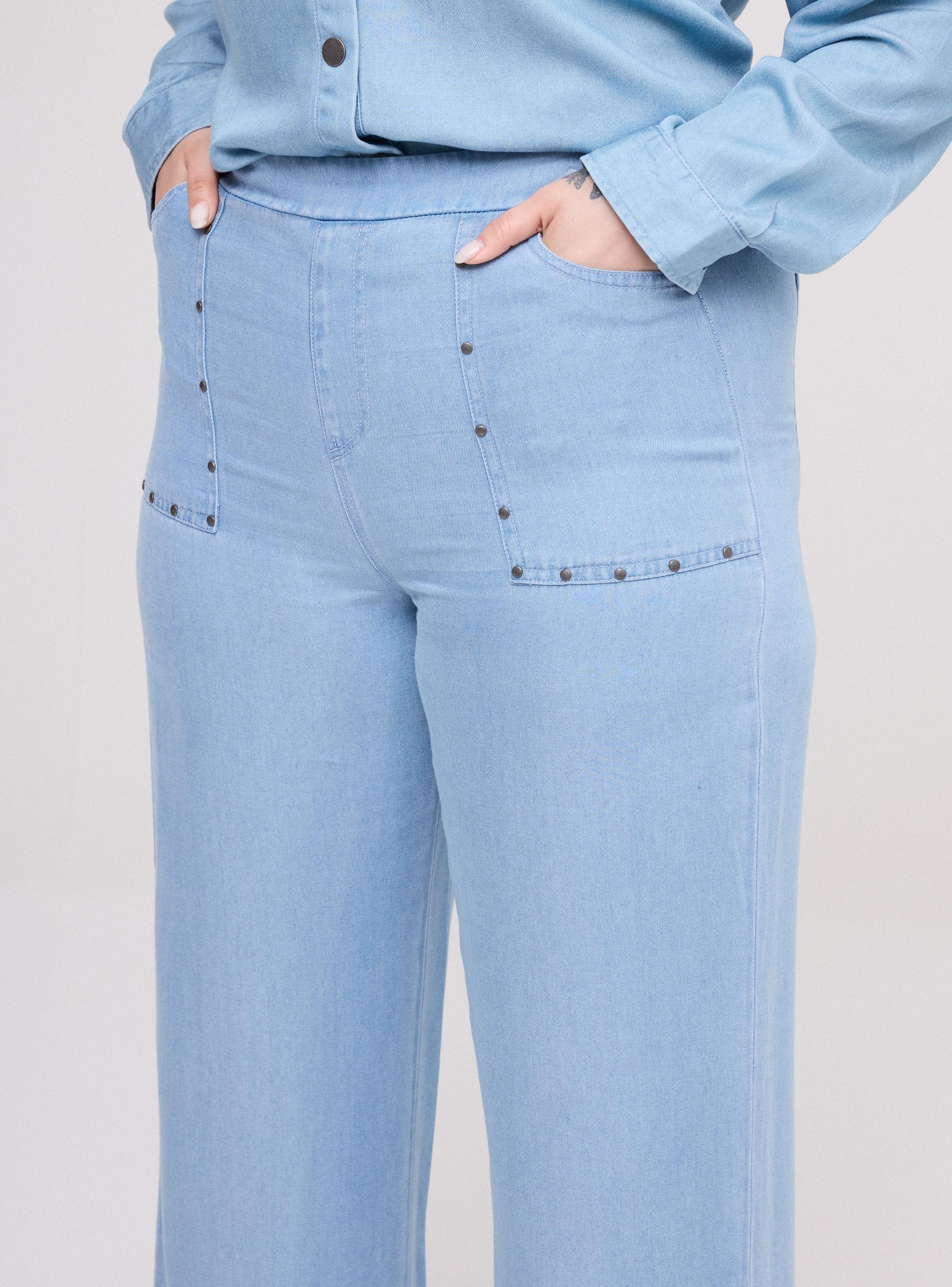 Pantalón Wide Leg con Aplicaciones Metálicas-2