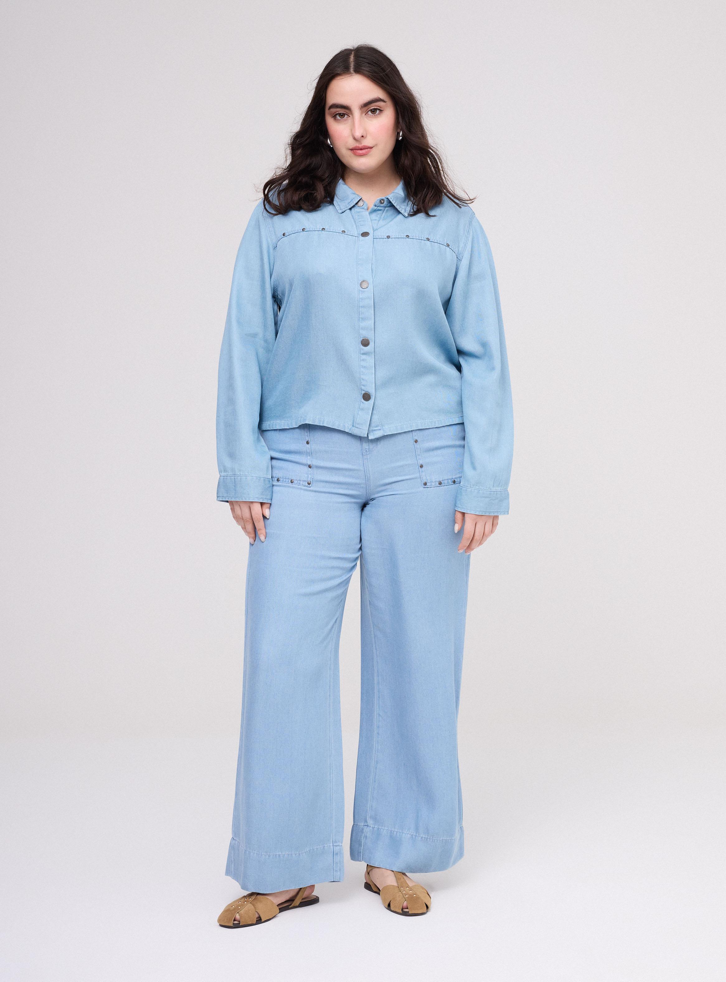 Pantalón Wide Leg con Aplicaciones Metálicas-4