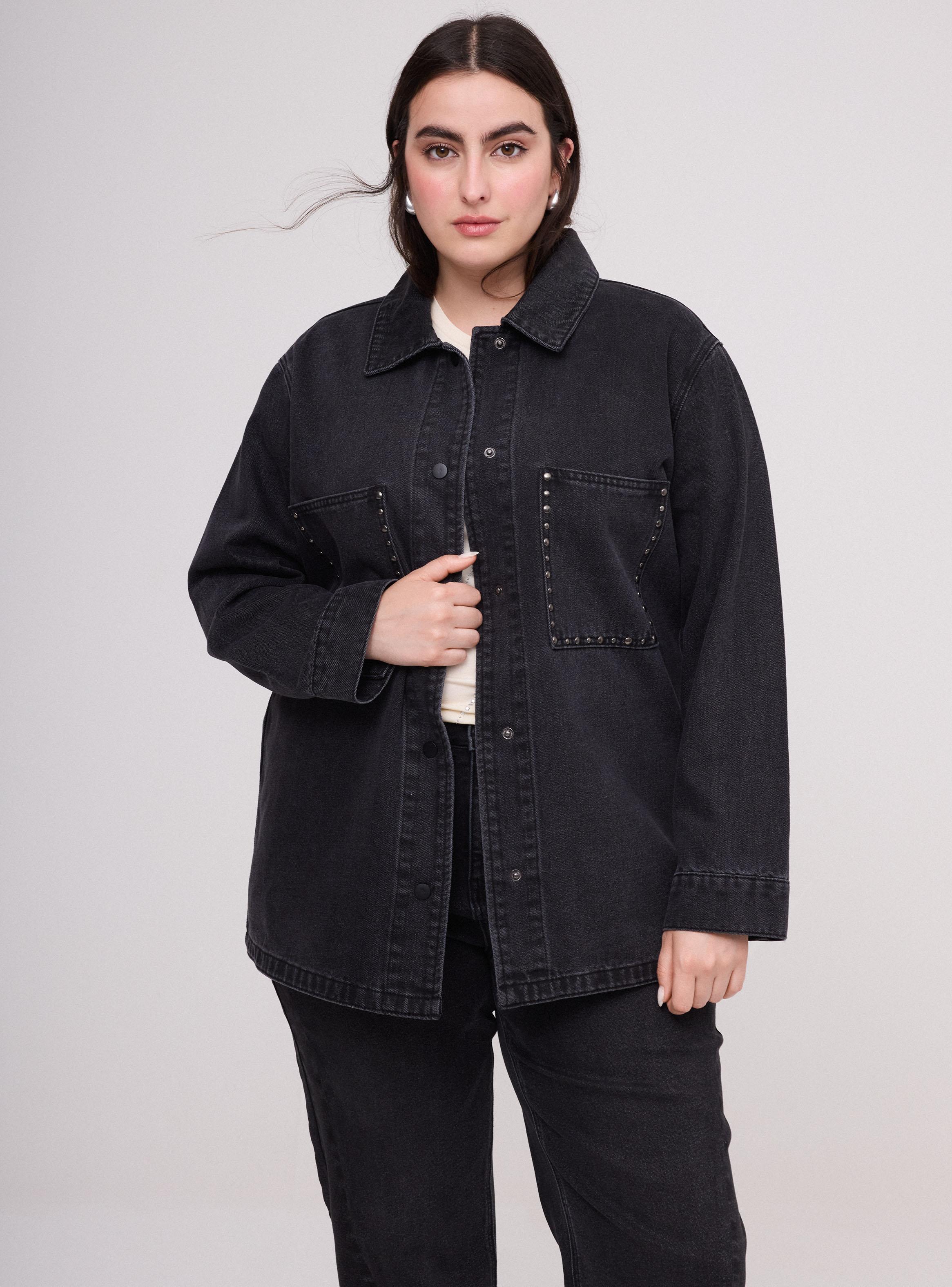 Chaqueta Sobrecamisa Denim con Tachas-0