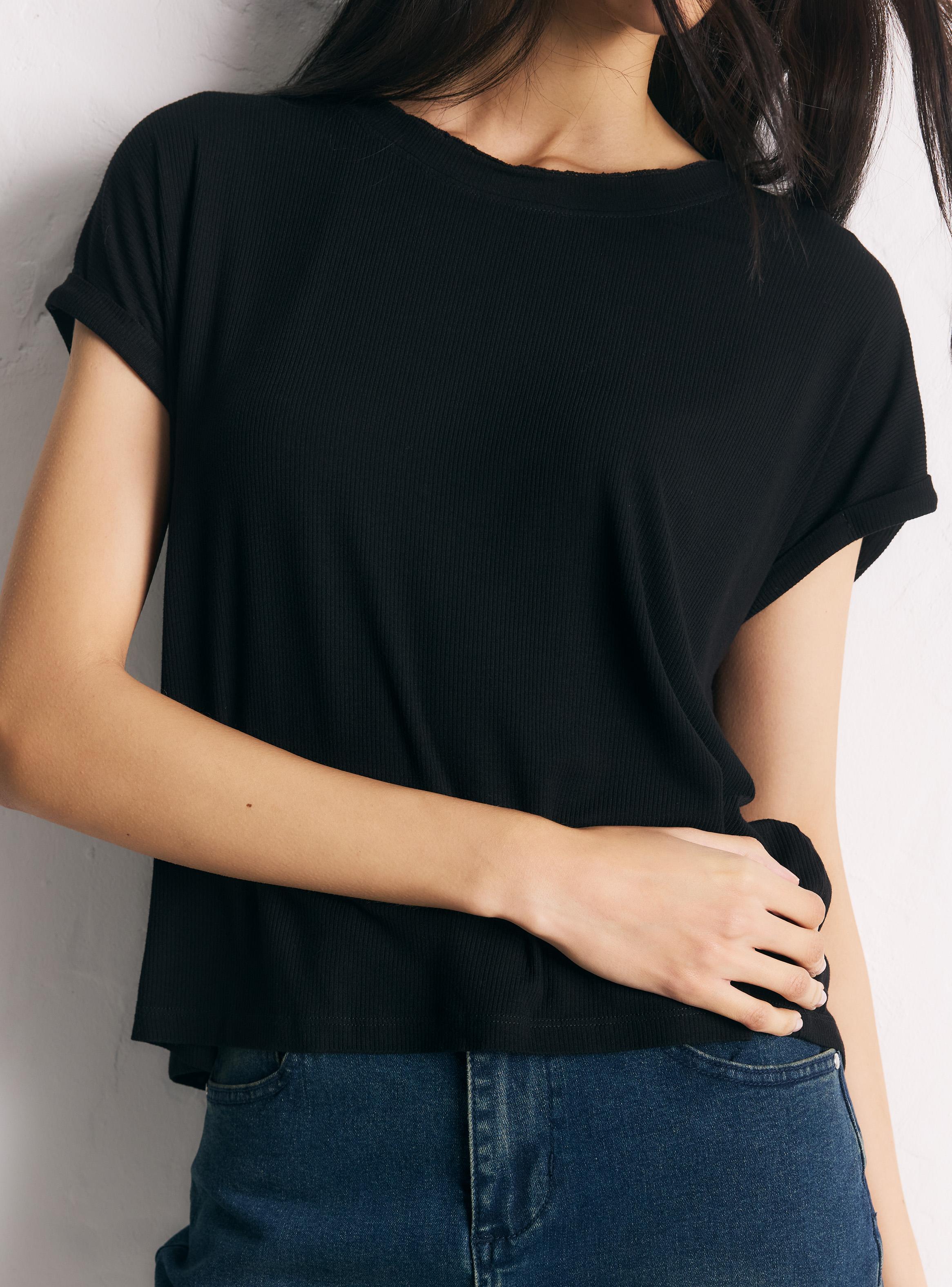 Polera Cuello Redondo Manga Corta Oversize Holgada-3