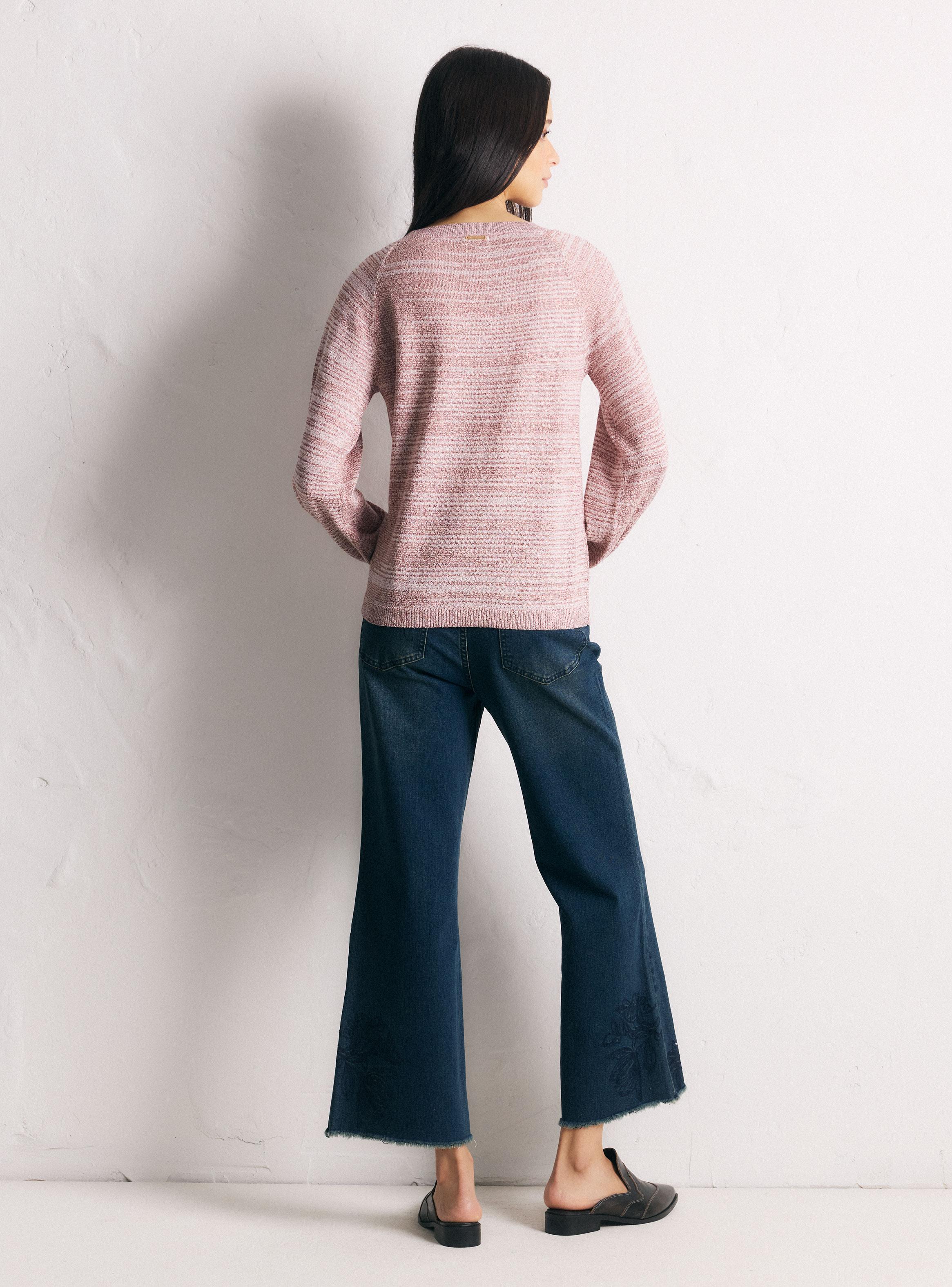 Sweater Tejido Horizontal Jaspeado Puños con Botones-5