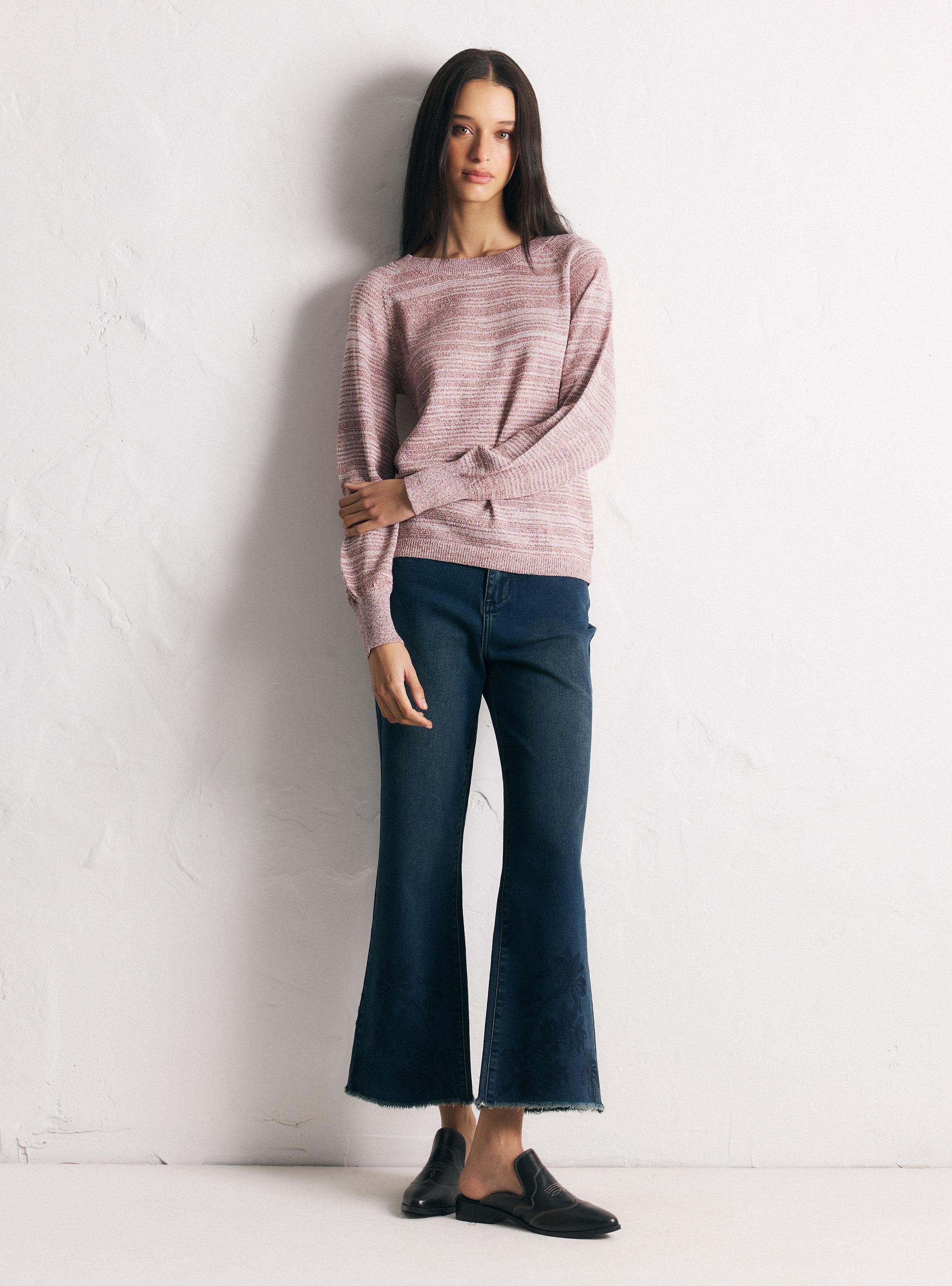 Sweater Tejido Horizontal Jaspeado Puños con Botones-4