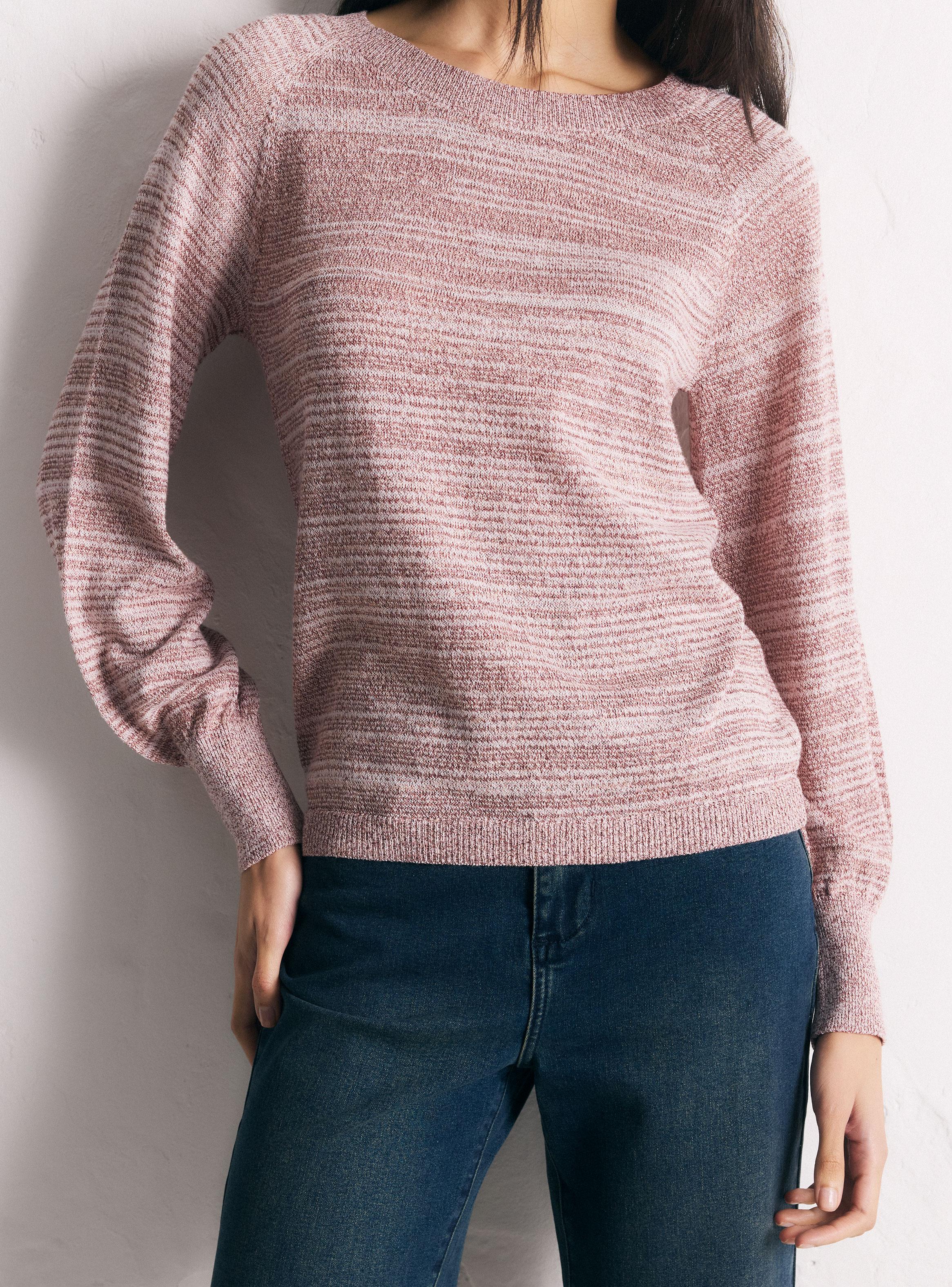 Sweater Tejido Horizontal Jaspeado Puños con Botones-3