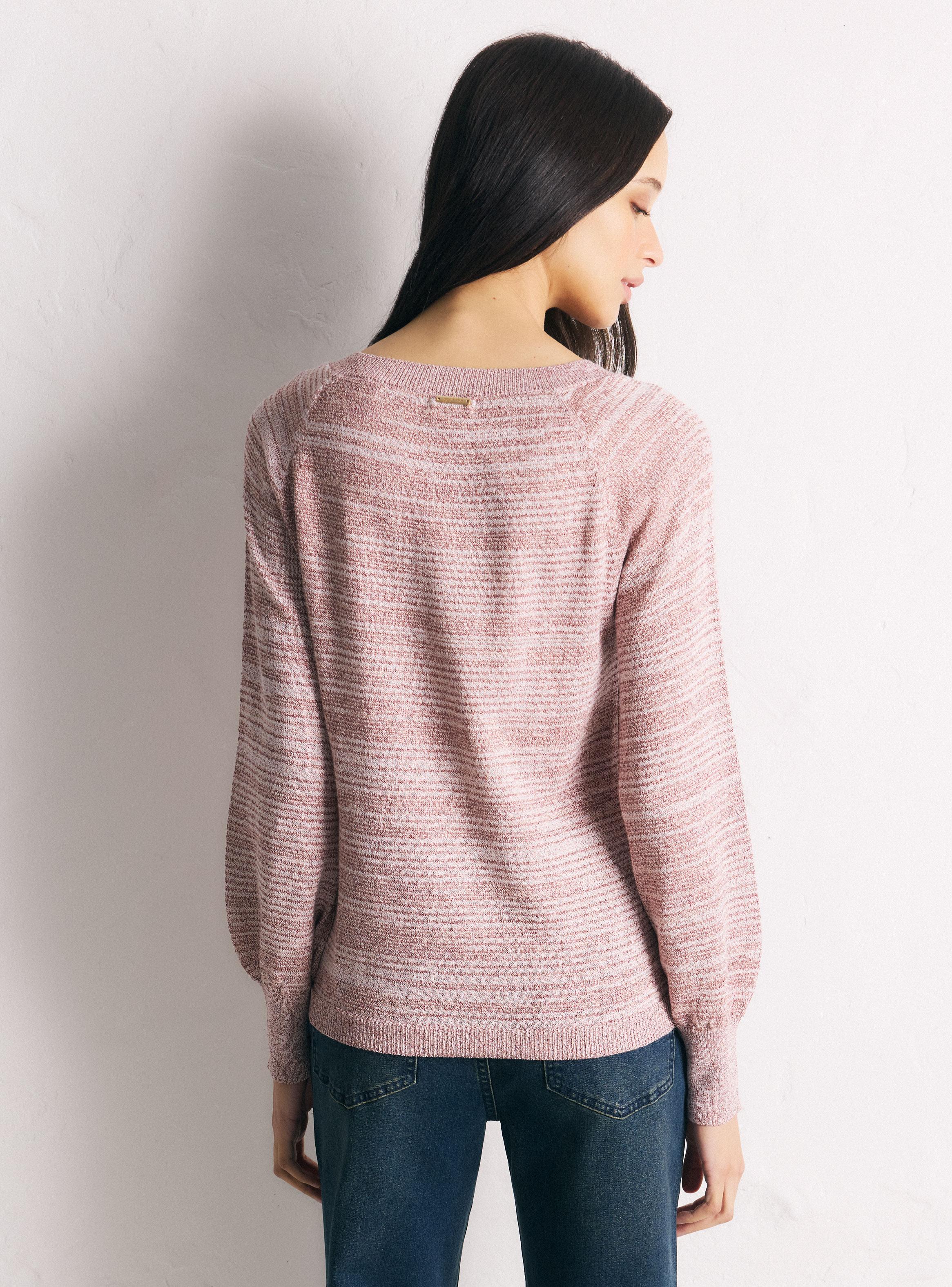 Sweater Tejido Horizontal Jaspeado Puños con Botones-1