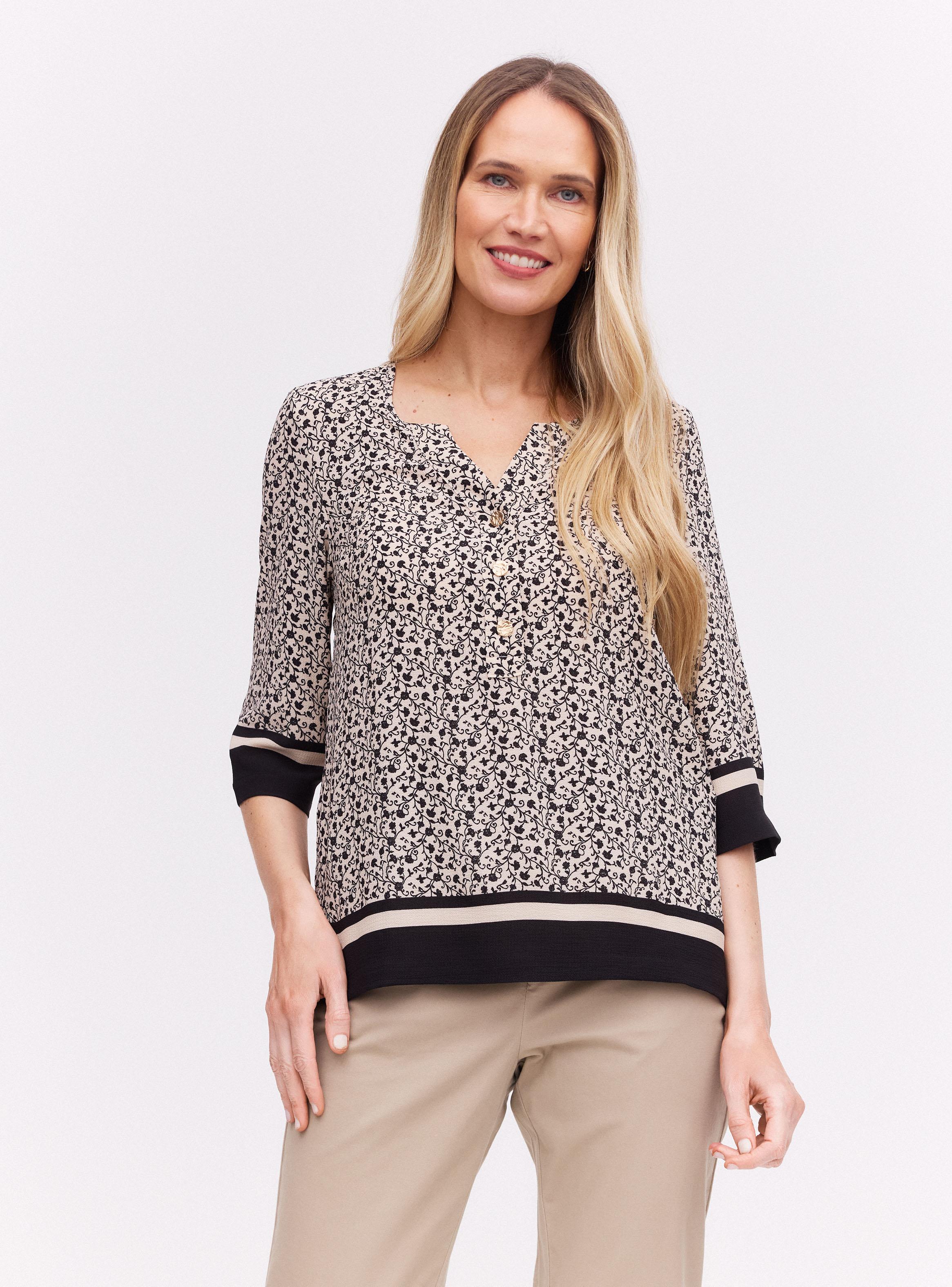 Blusa Estampada con Botones Metálicos-0