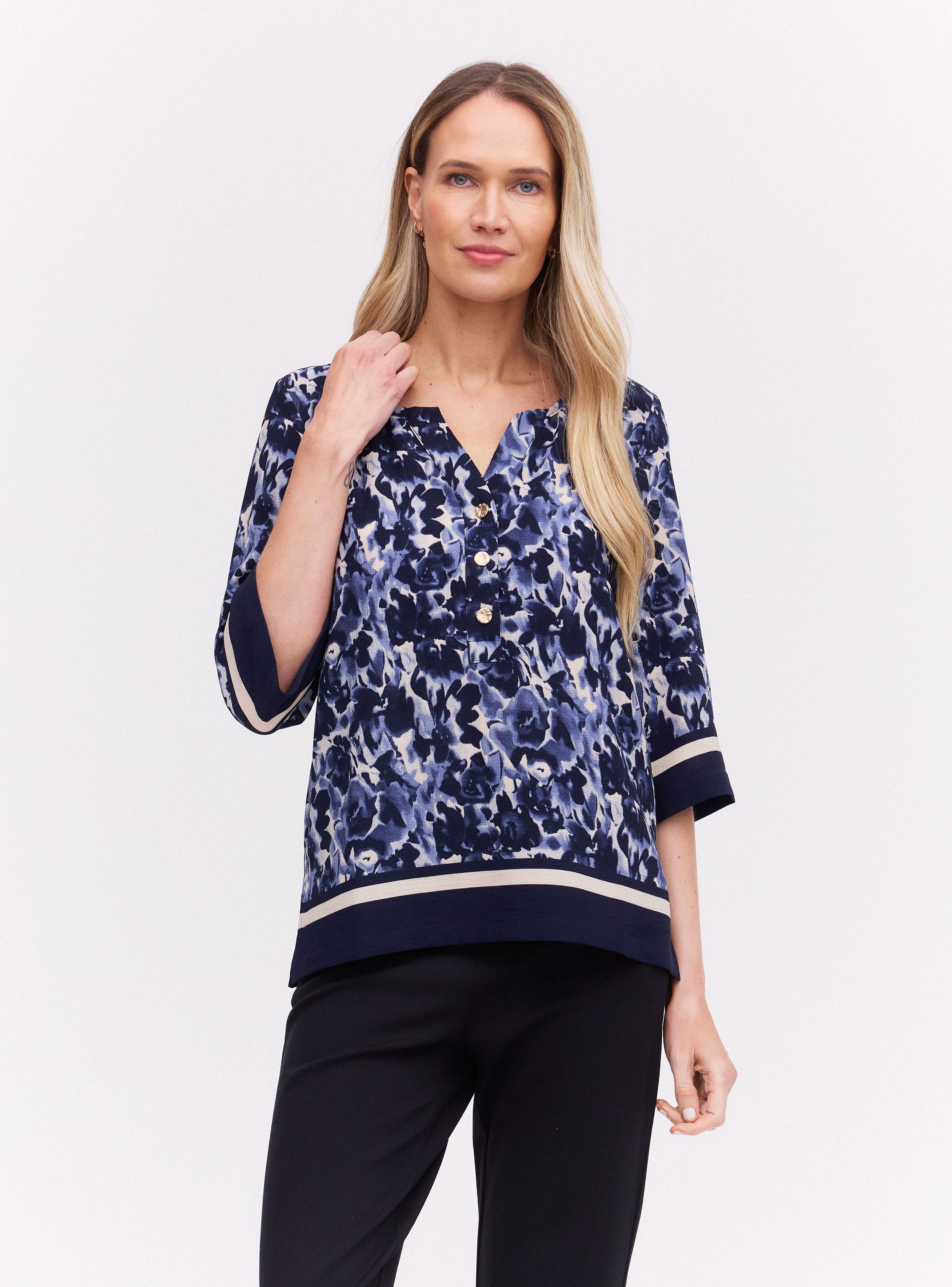 Blusa Estampada con Botones Metálicos-0