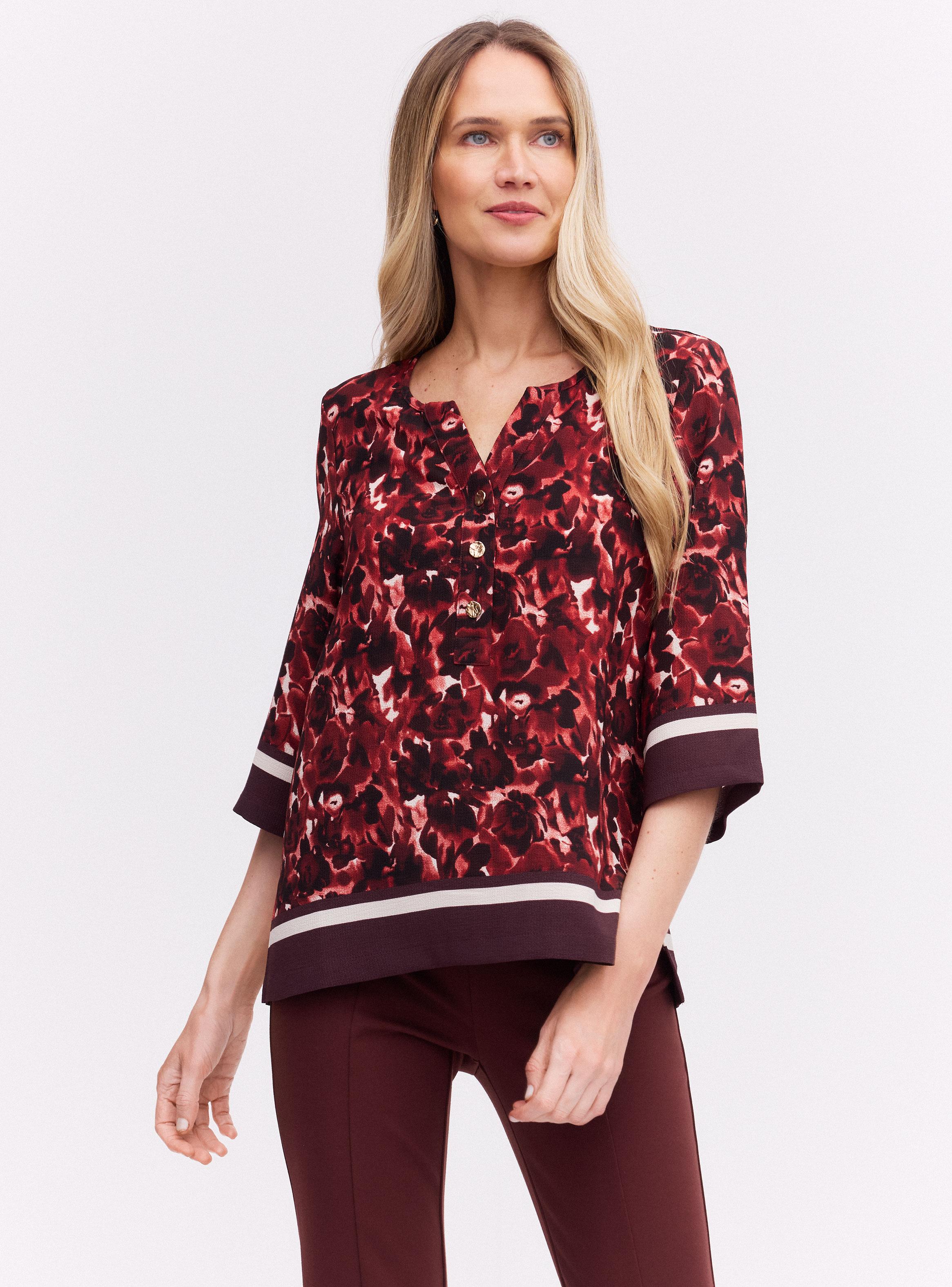 Blusa Estampada con Botones Metálicos-0