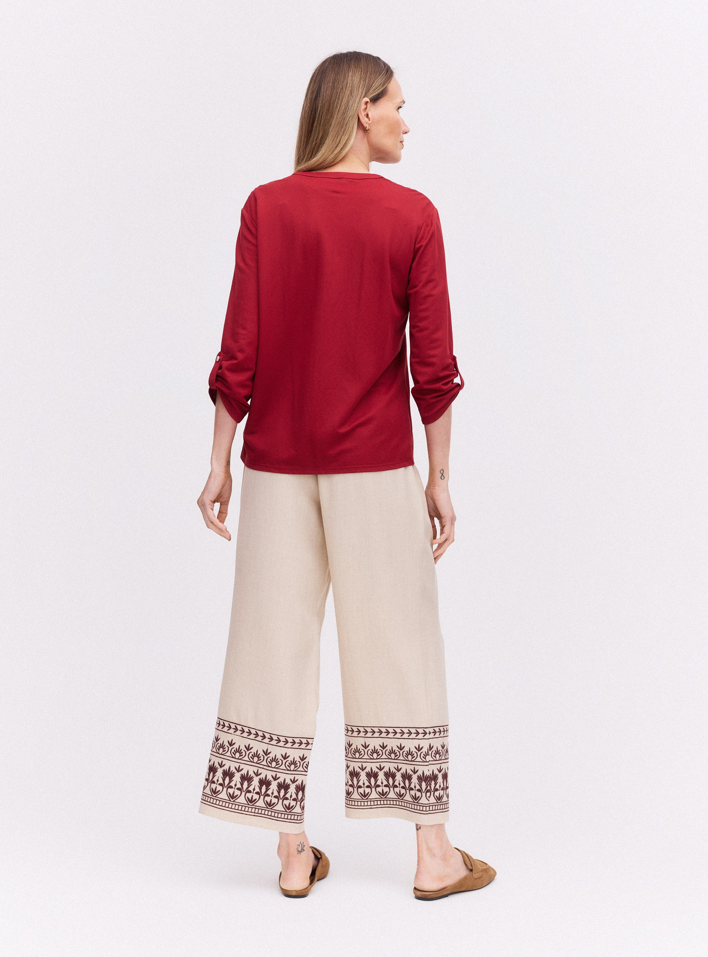 Pantalón Wide Leg Tiro Alto con Bordado-5