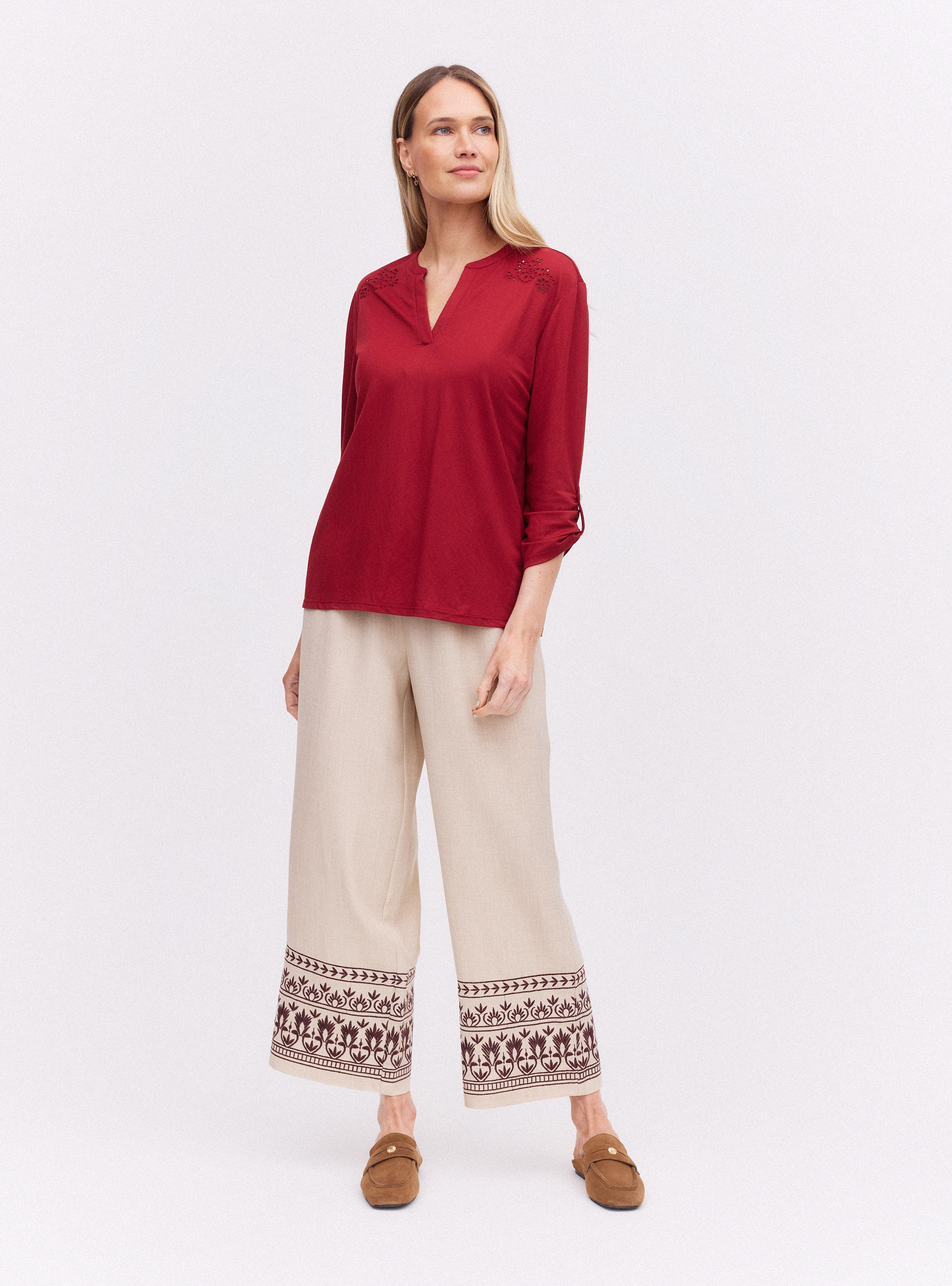 Pantalón Wide Leg Tiro Alto con Bordado-4