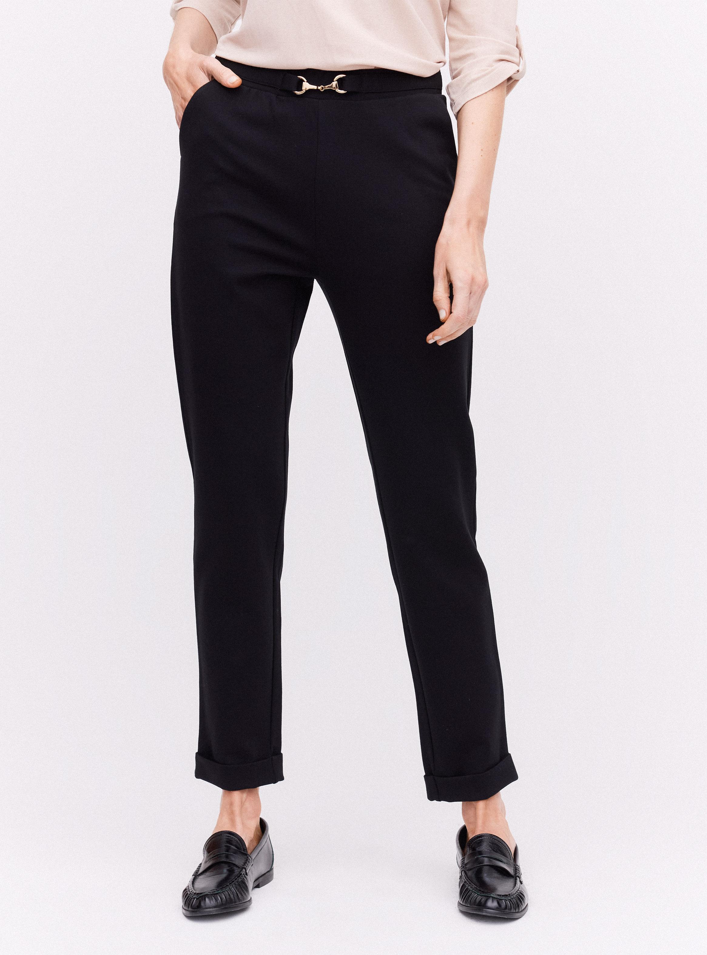 Pantalón Recto Roma con Hebilla Decorativa-0