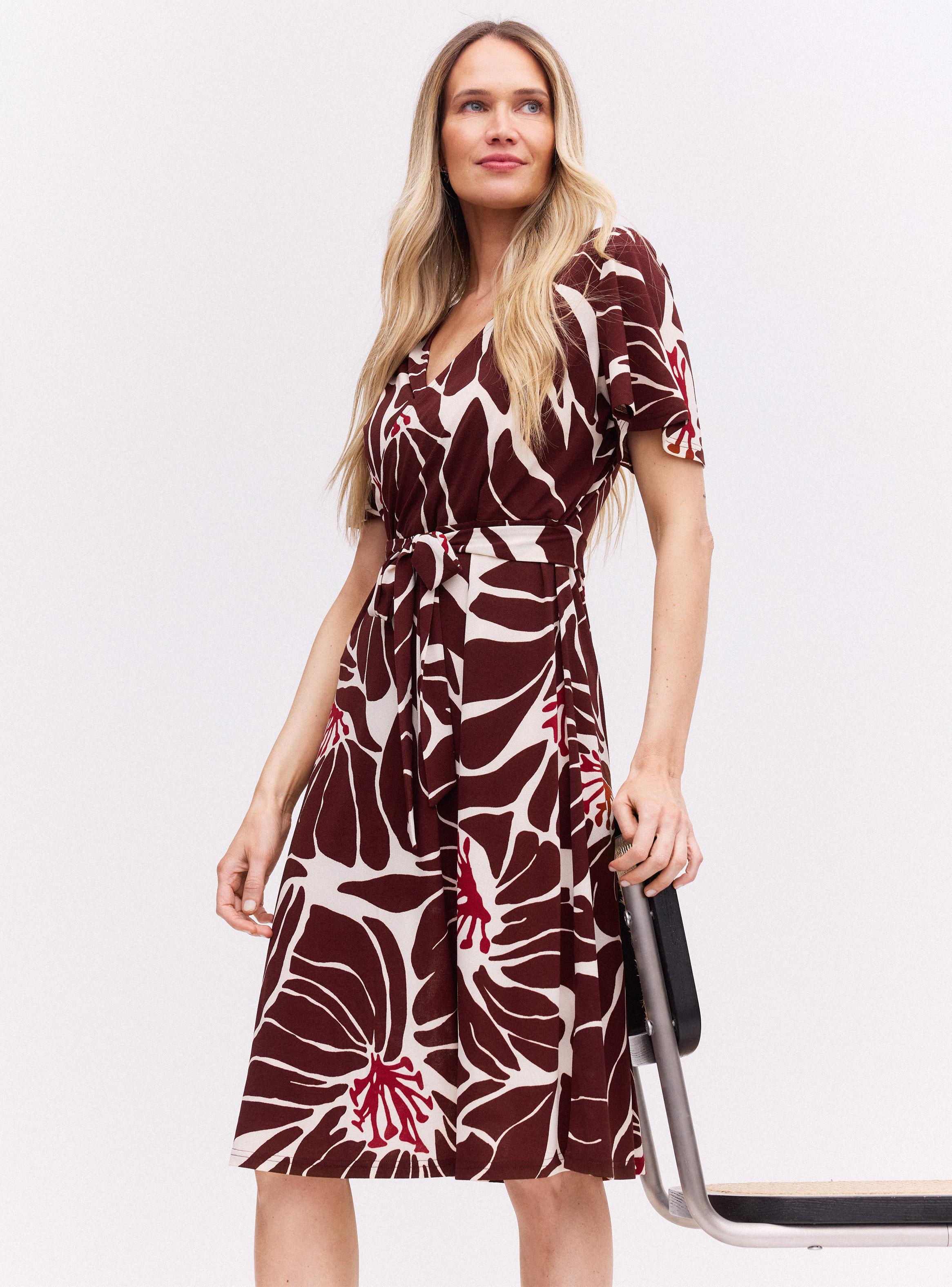 Vestido Midi Cruzado Estampado Crepé-0