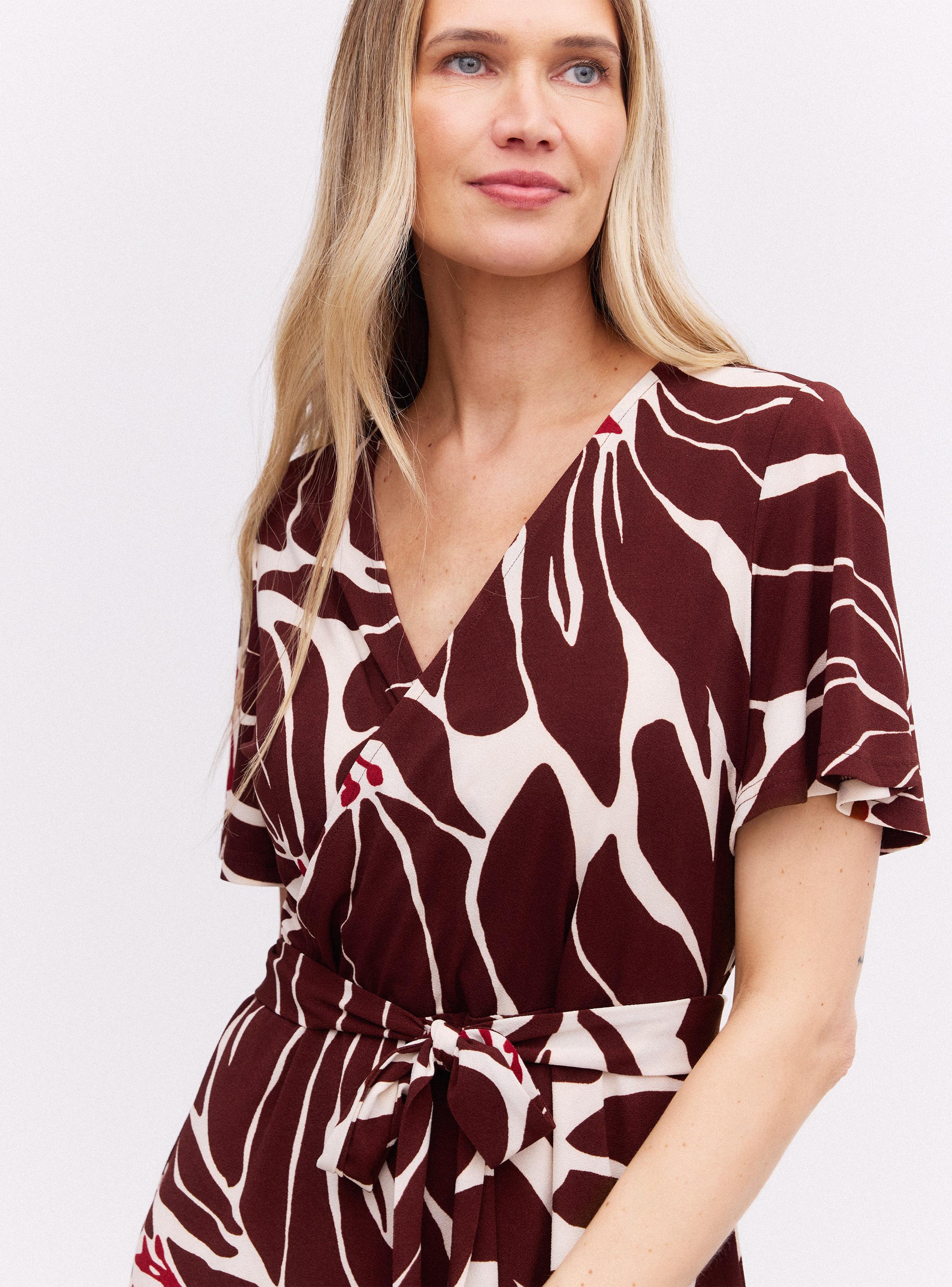 Vestido Midi Cruzado Estampado Crepé-2