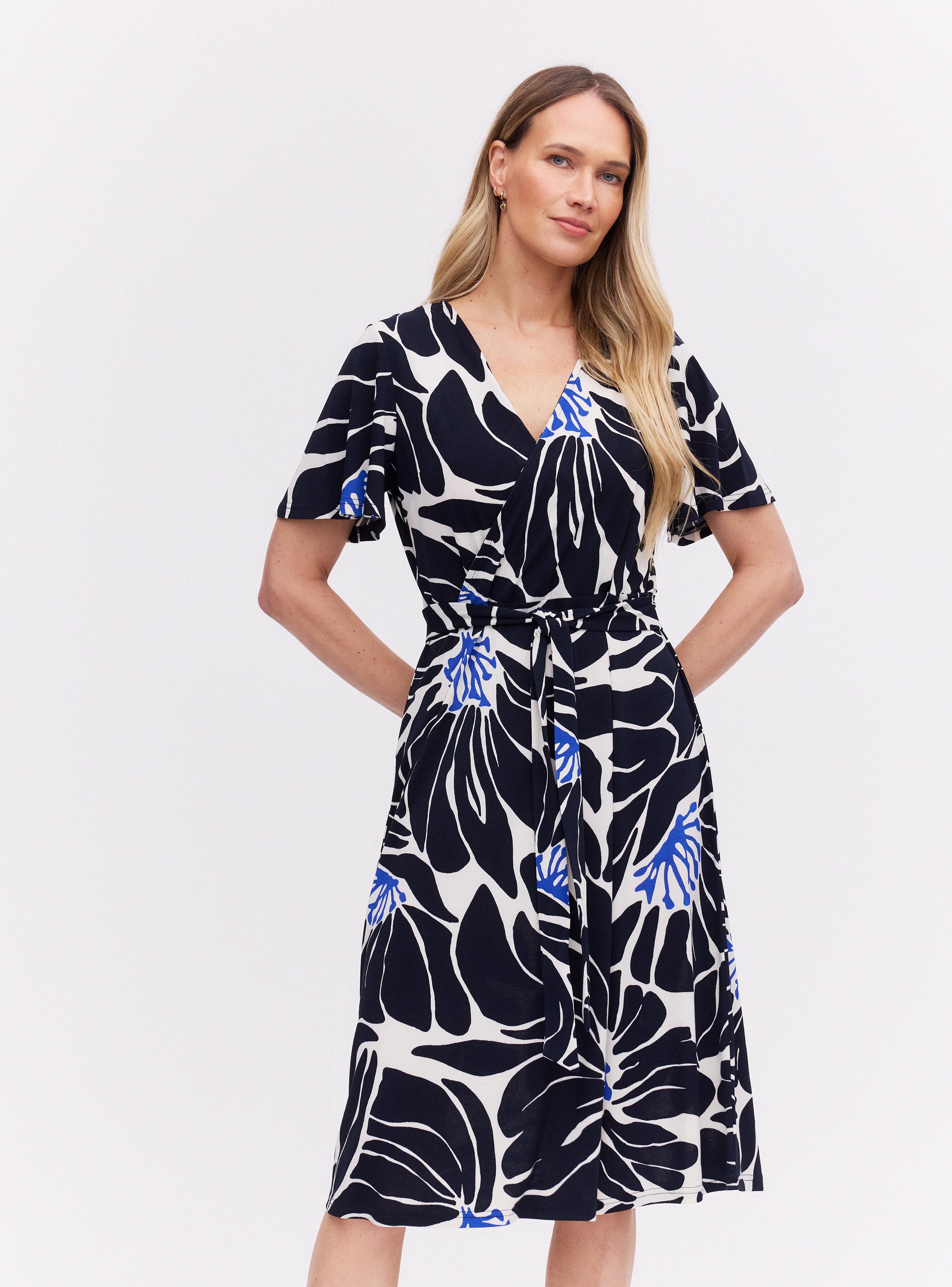 Vestido Midi Cruzado Estampado Crepé-0