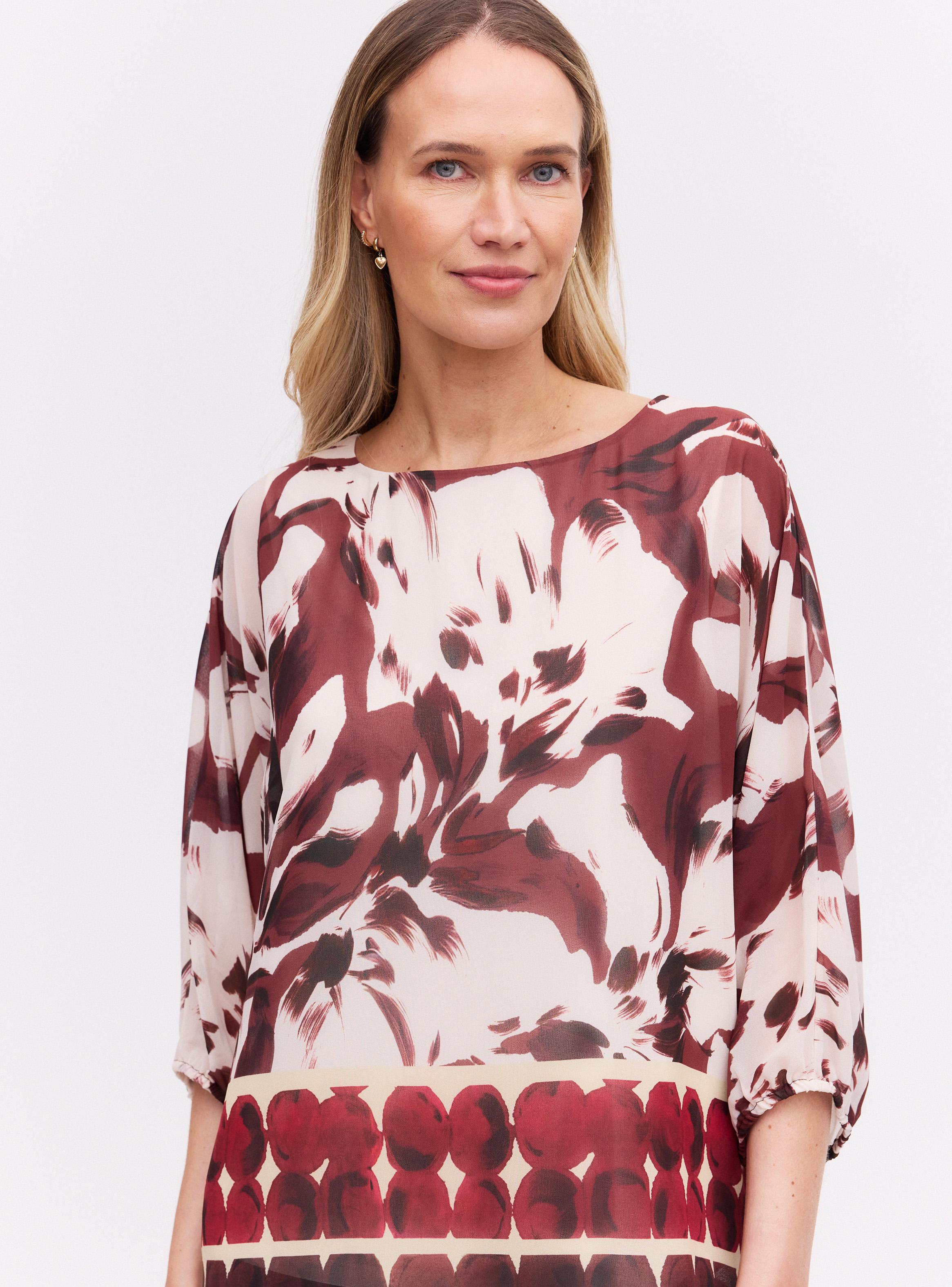 Blusa Crepé Estampada Mangas Abombadas-2