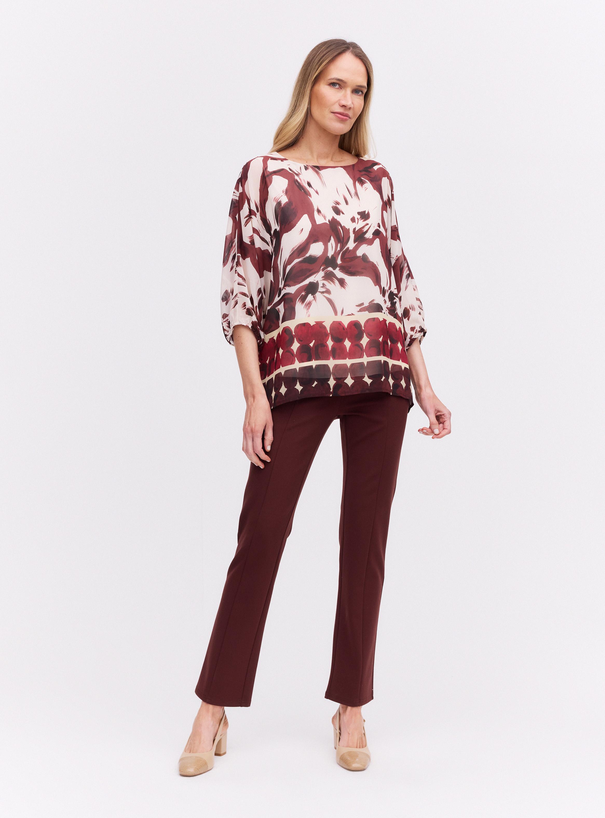 Blusa Crepé Estampada Mangas Abombadas-4
