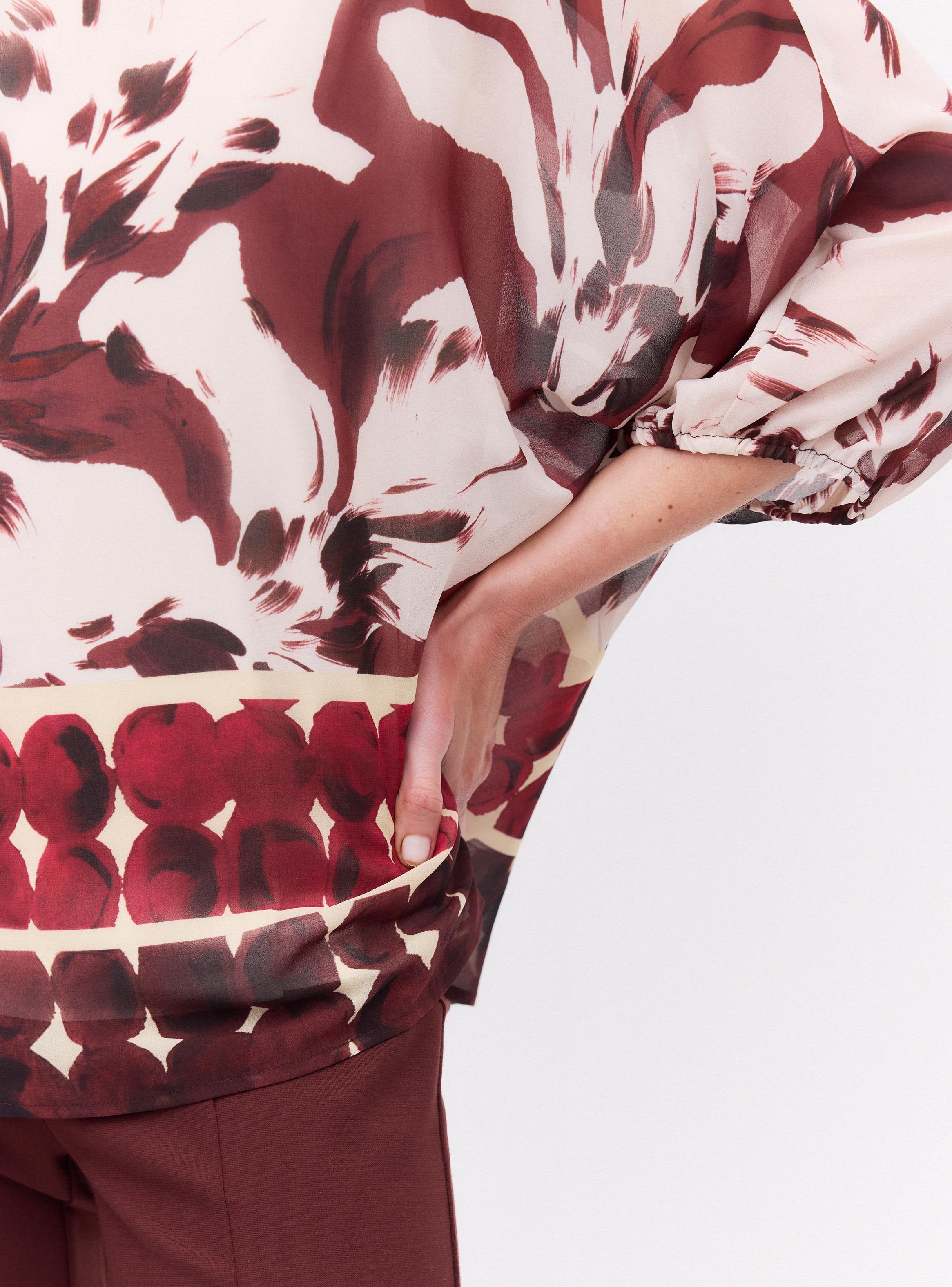 Blusa Crepé Estampada Mangas Abombadas-3