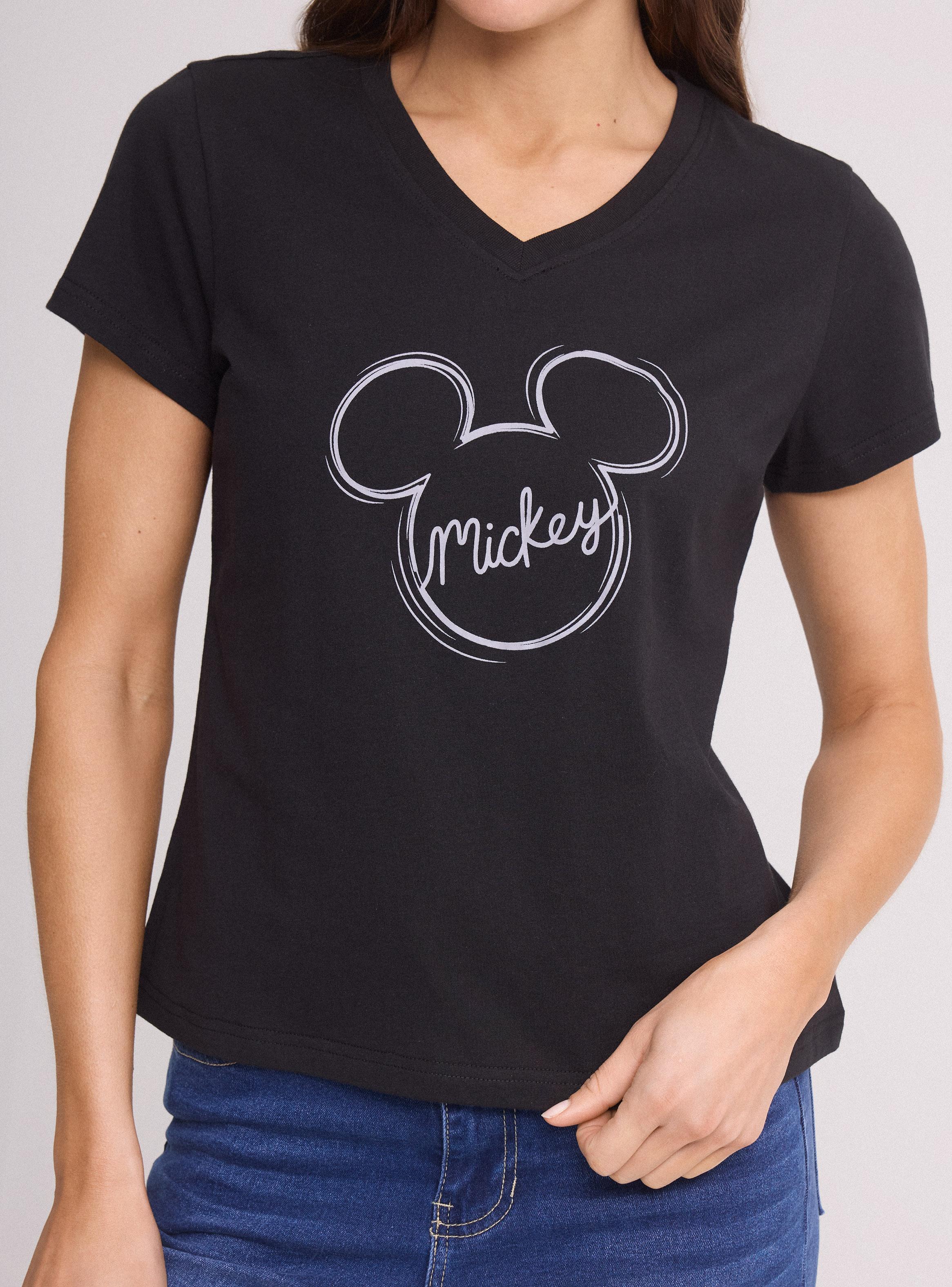 Polera Manga Corta Cuello V Estampado Mickey Mouse-2